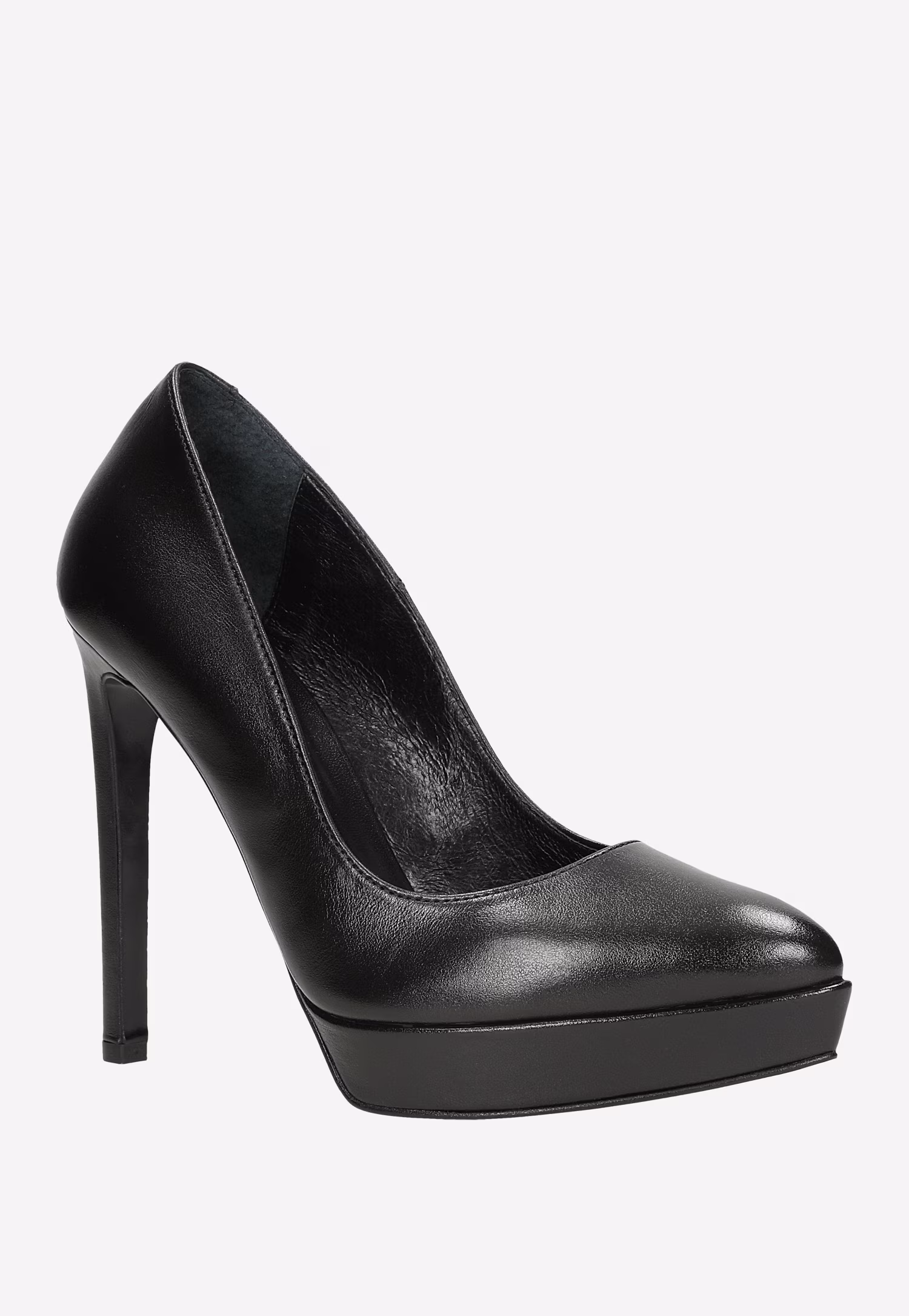 Beżowe skórzane szpilki damskie na platformie