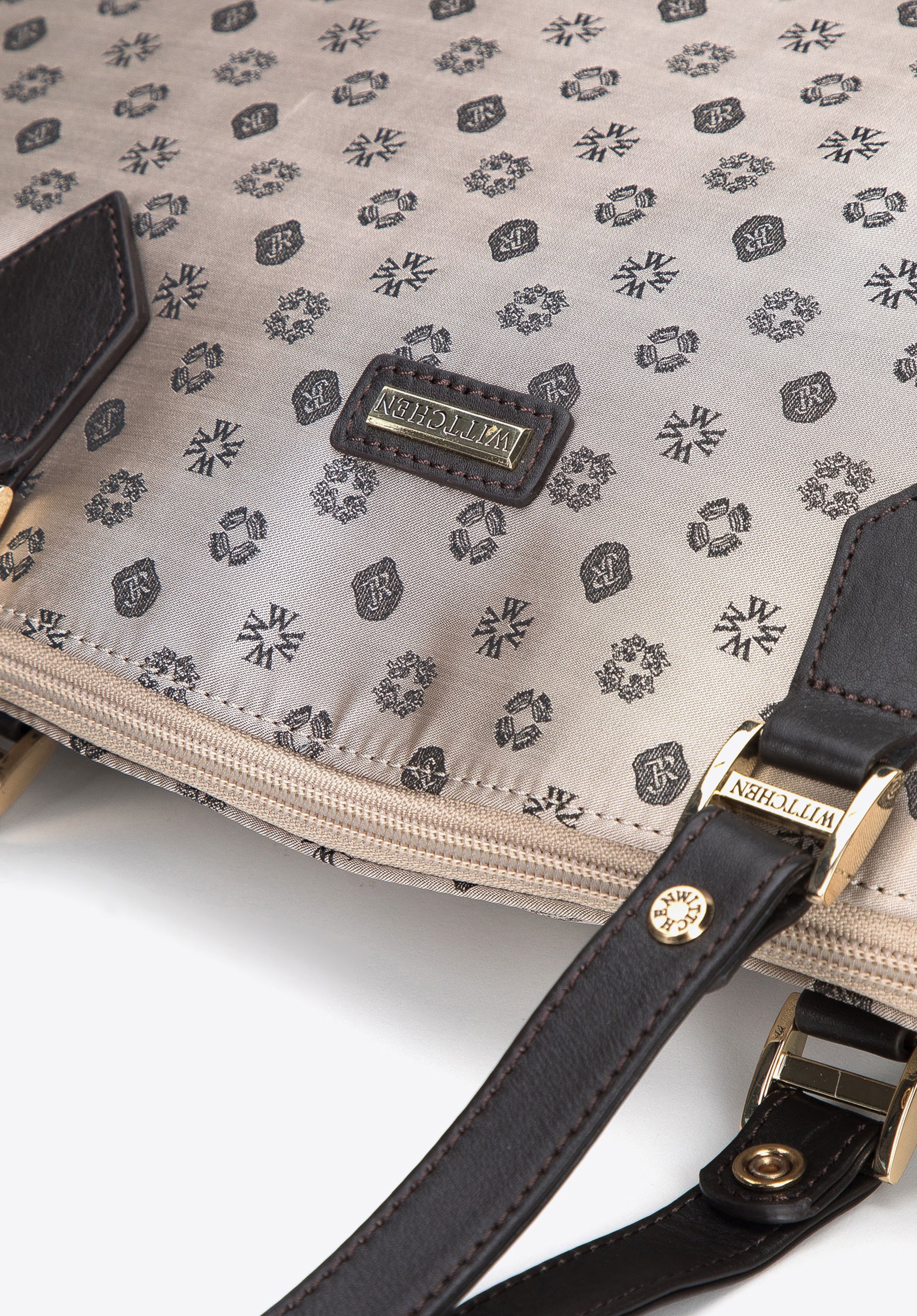 Torebka shopperka z żakardu i skóry