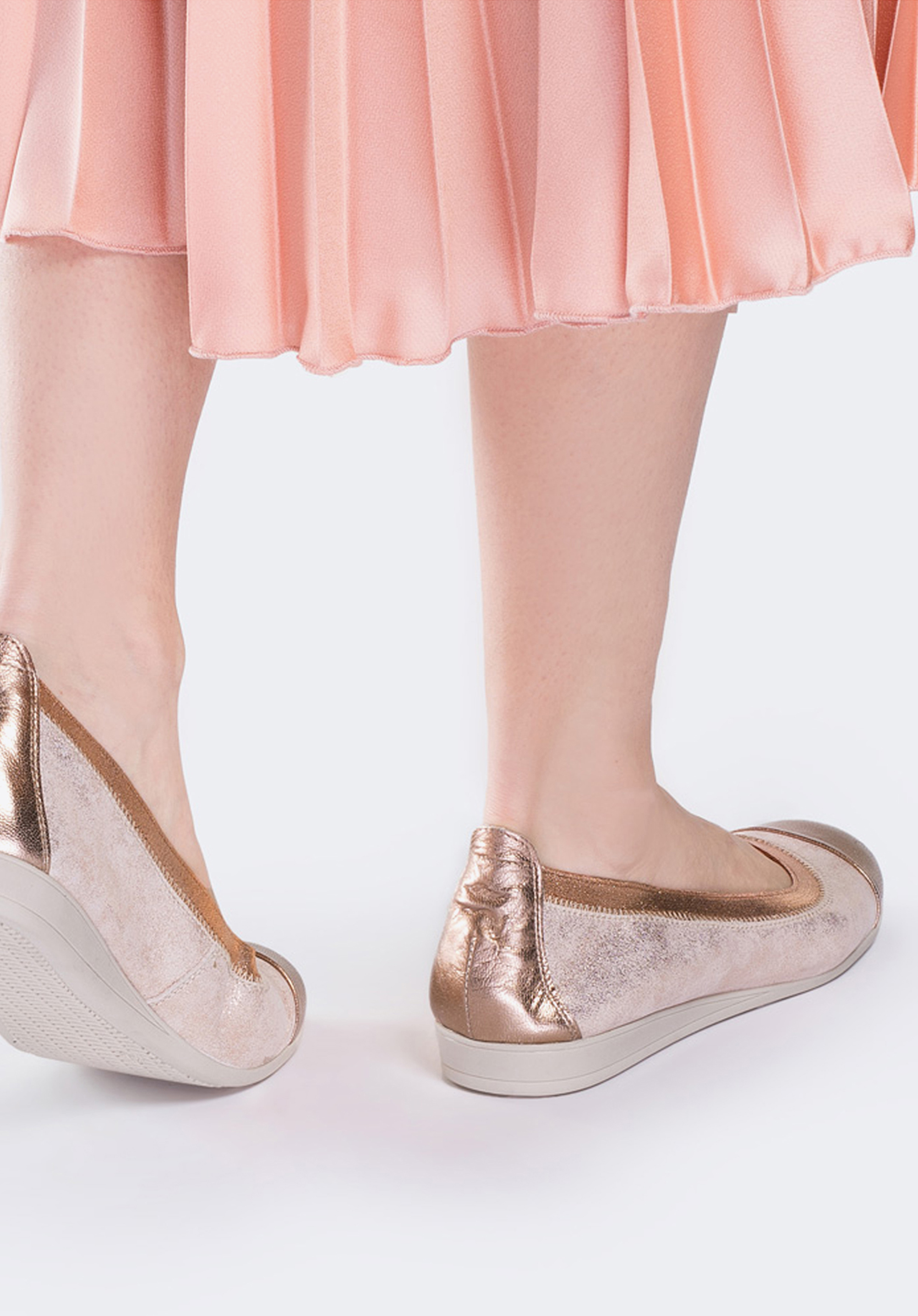 Baleriny ze skóry metaliczne