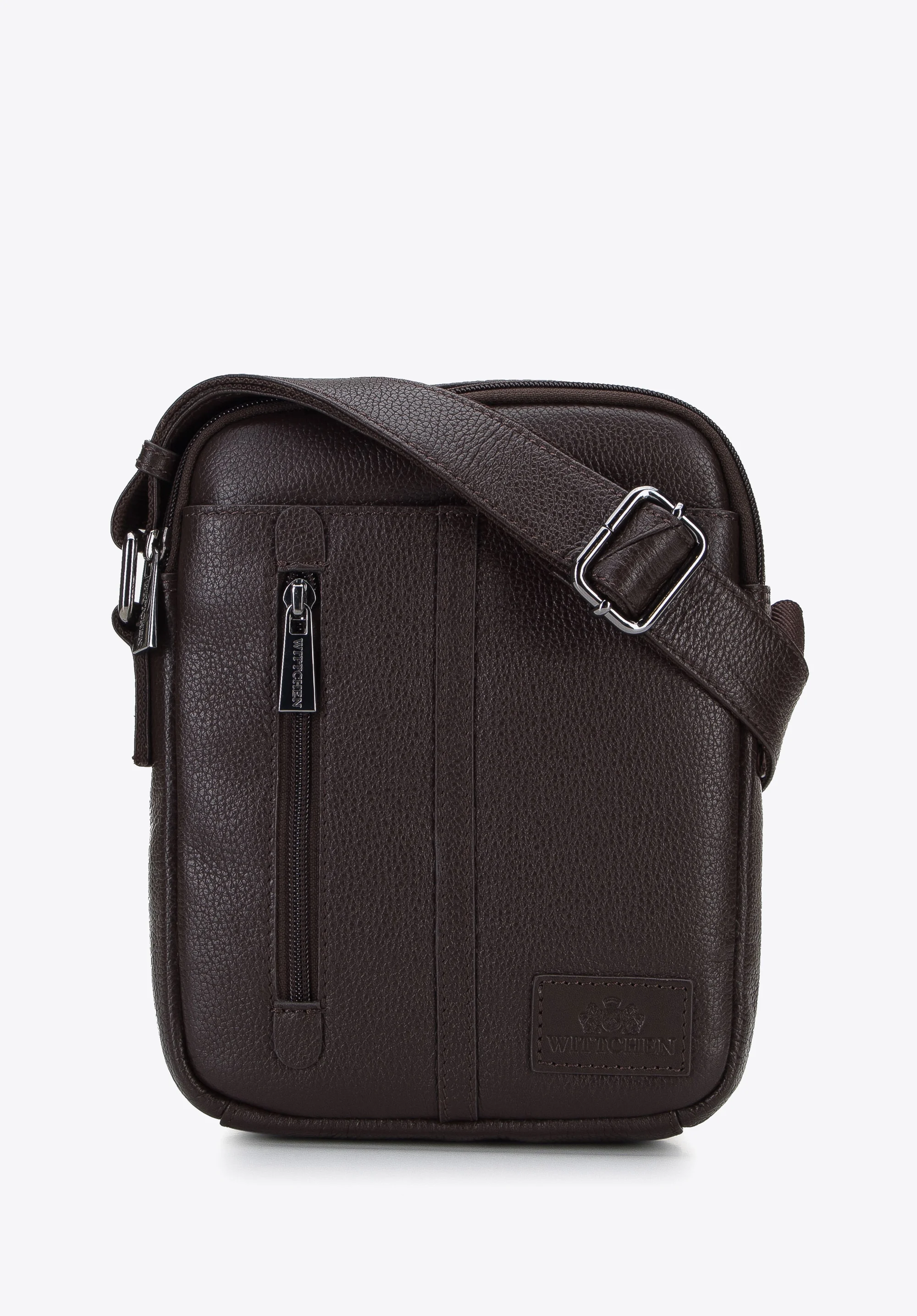 Męska listonoszka skórzana z pionowym paskiem