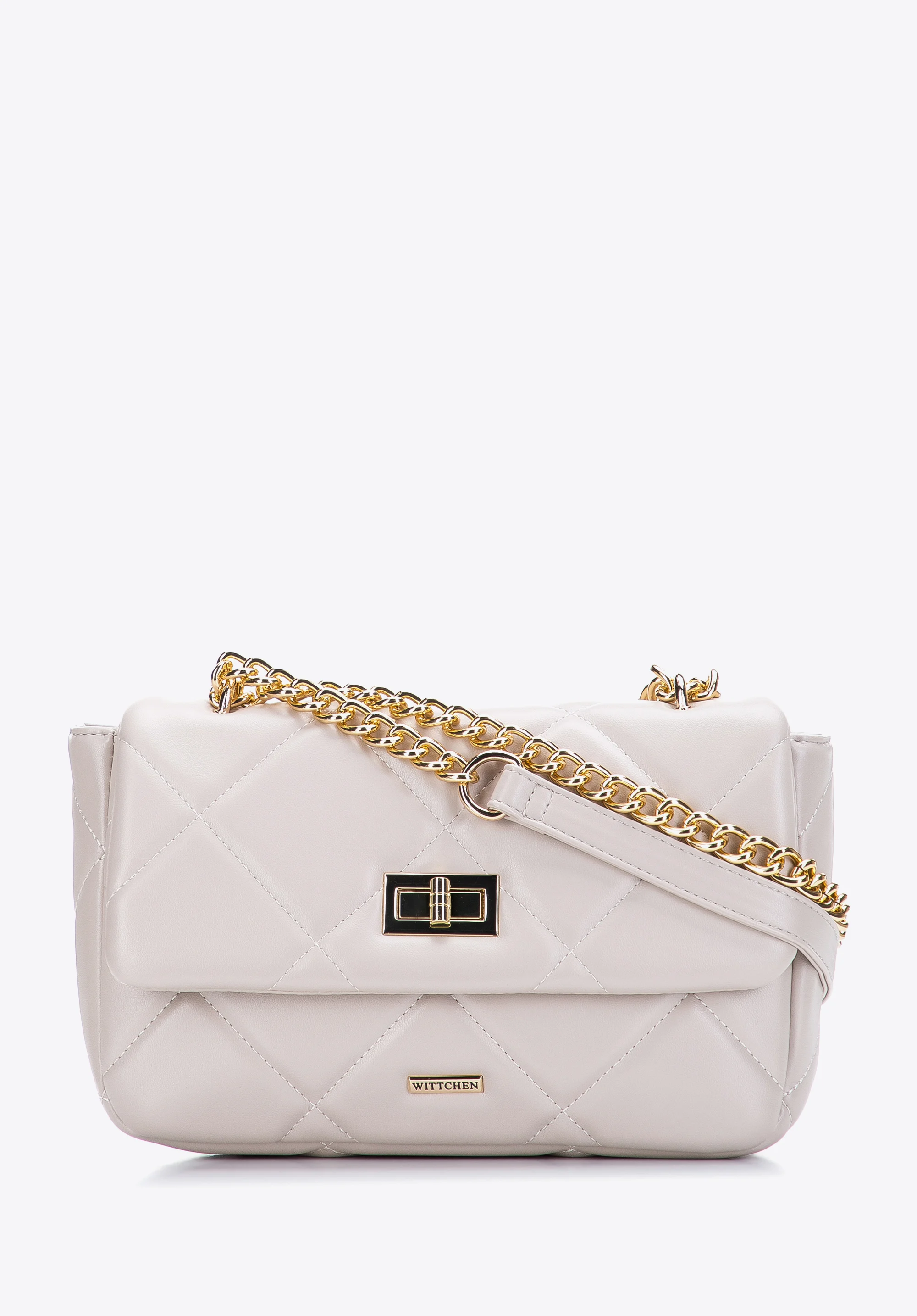 Damska torebka pikowana w kwadraty na łańcuszku