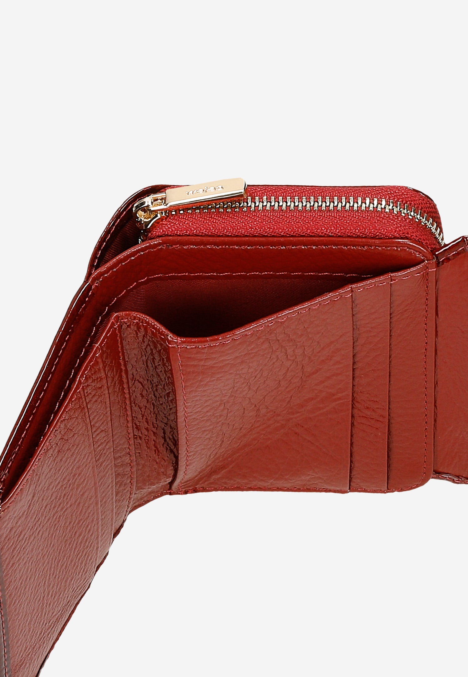 Mały czerwony portfel damski ze skóry licowej