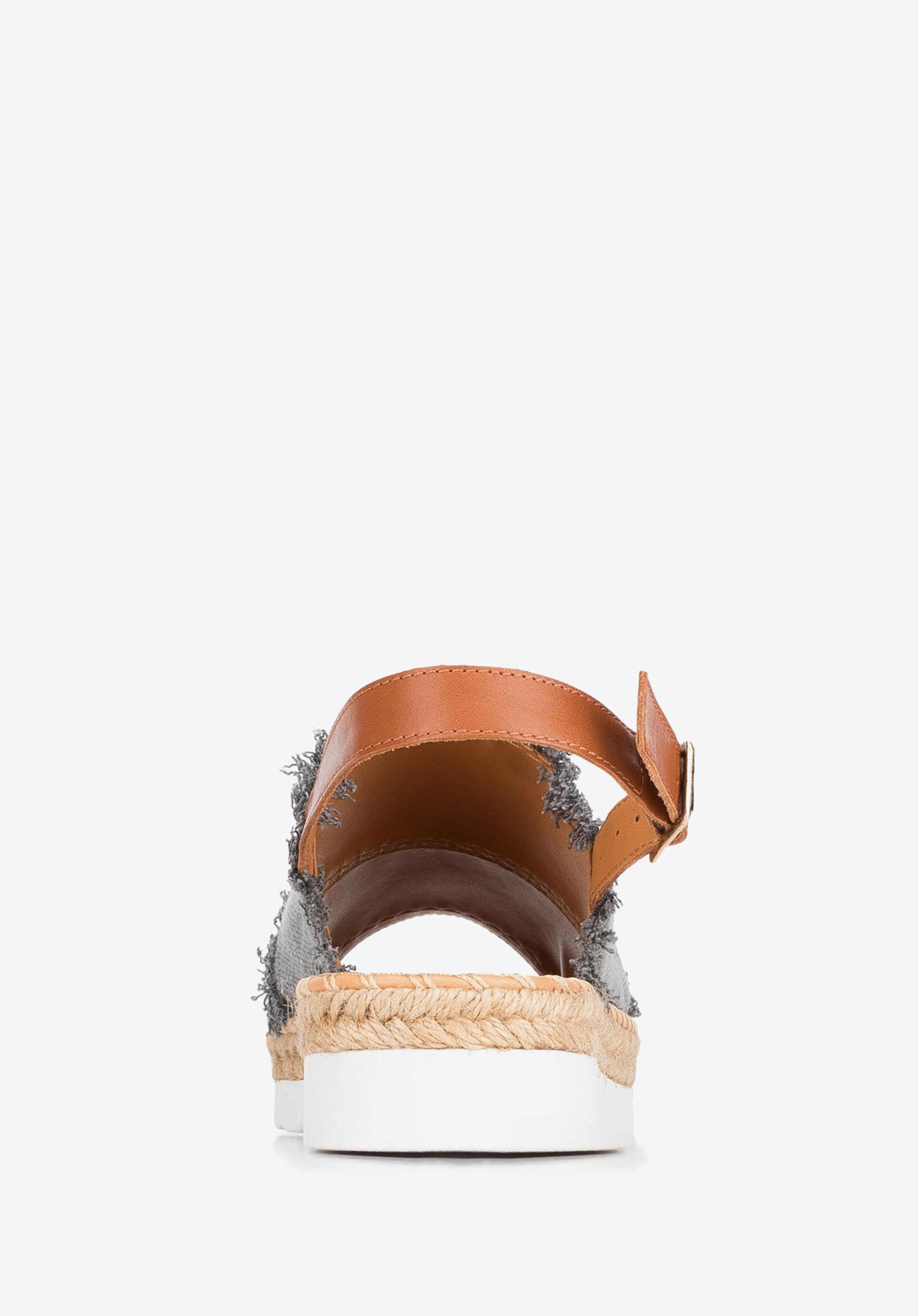 Damskie sandały z nubuku strzępione