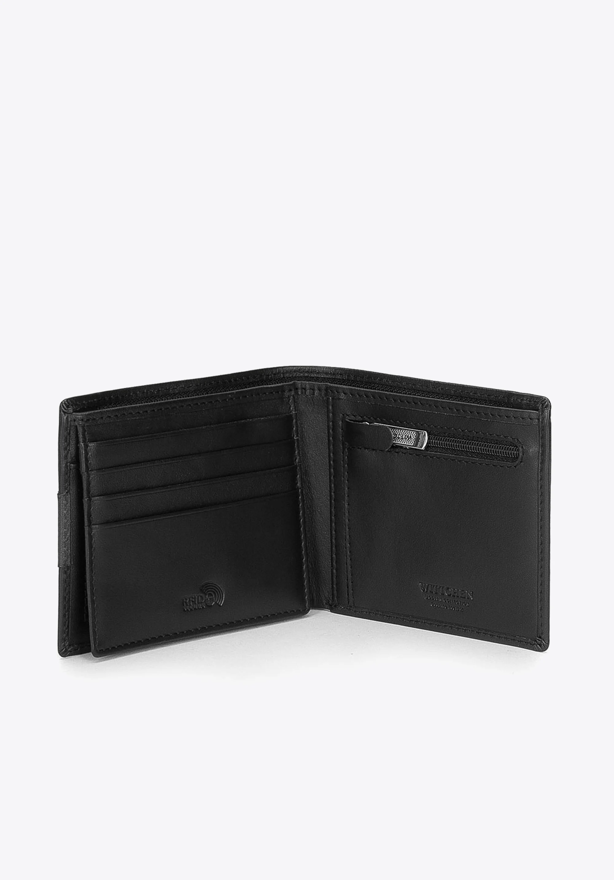 Portfel skórzany z naszywką z logo średni