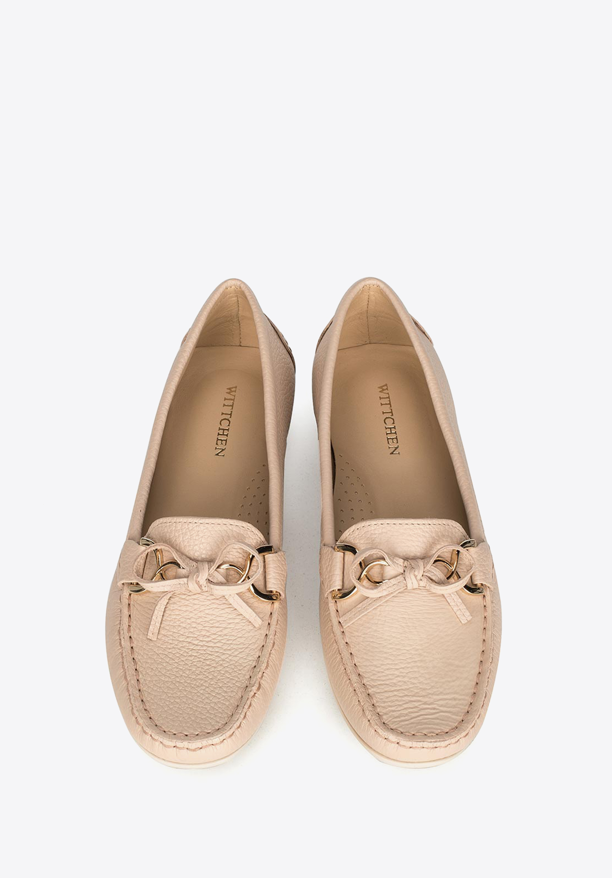 Damskie mokasyny skórzane z kokardką