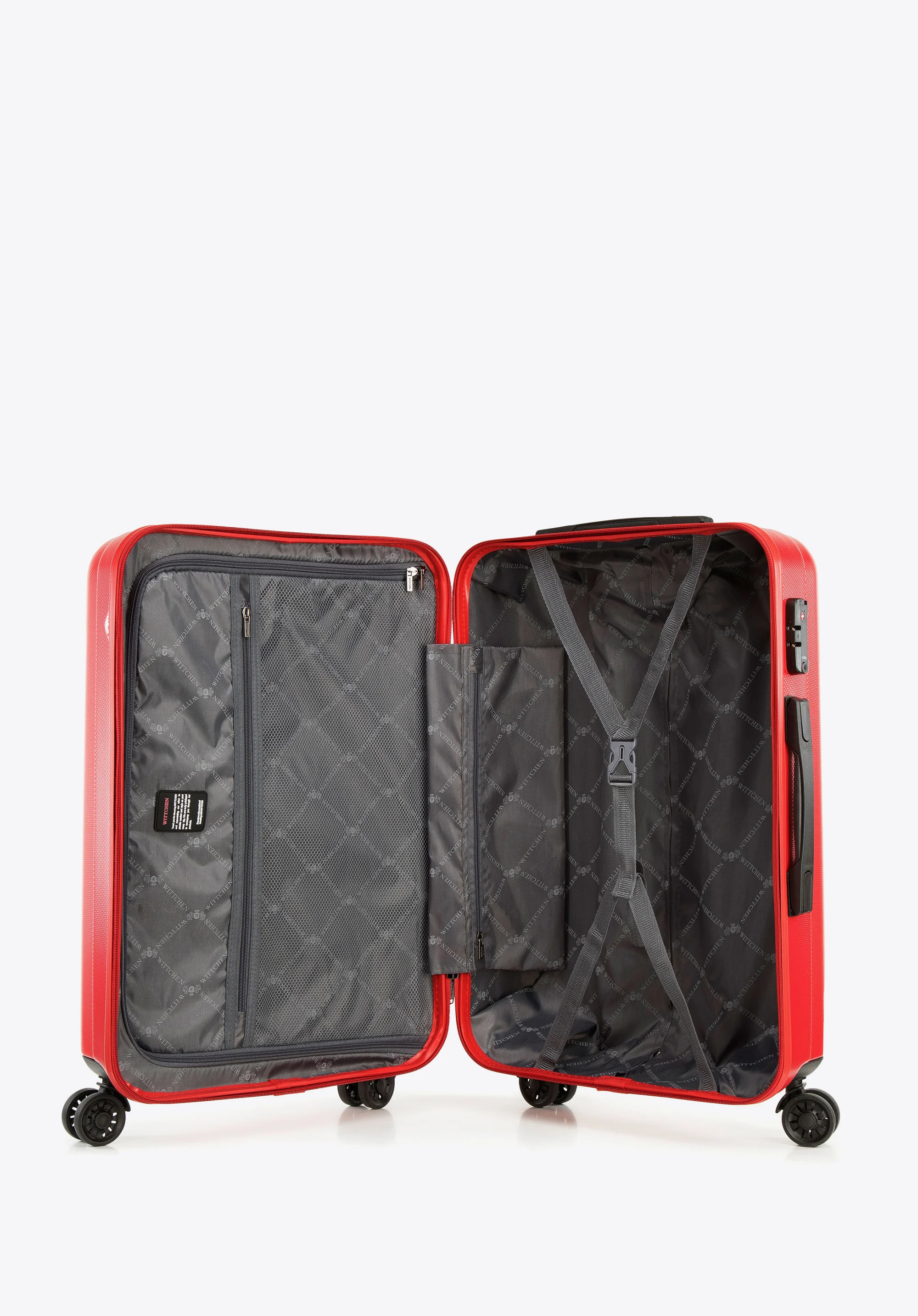 Walizka kabinowa z polikarbonu z pionowymi tłoczeniami