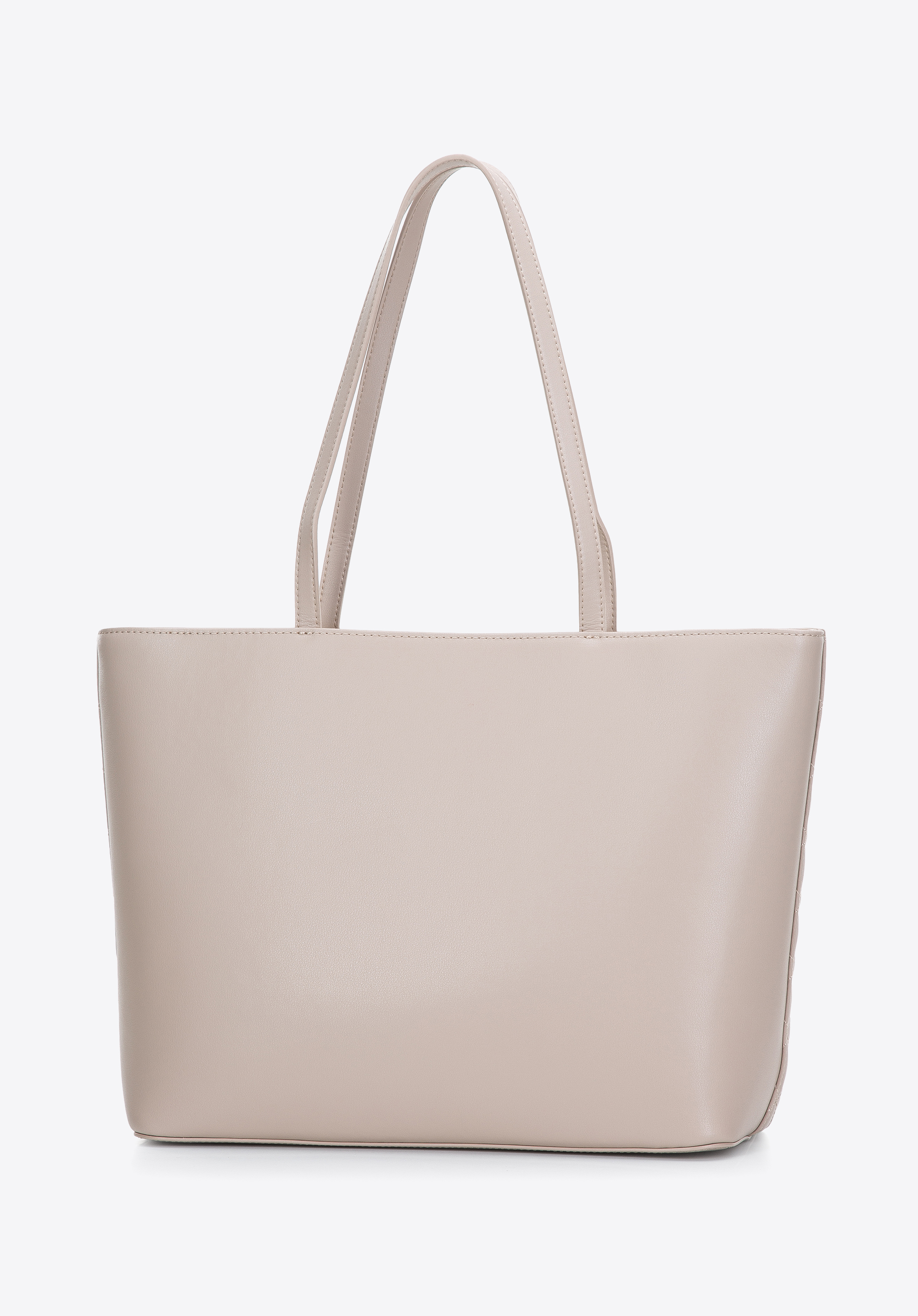 Torebka shopperka skórzana z ozdobnym monogramem