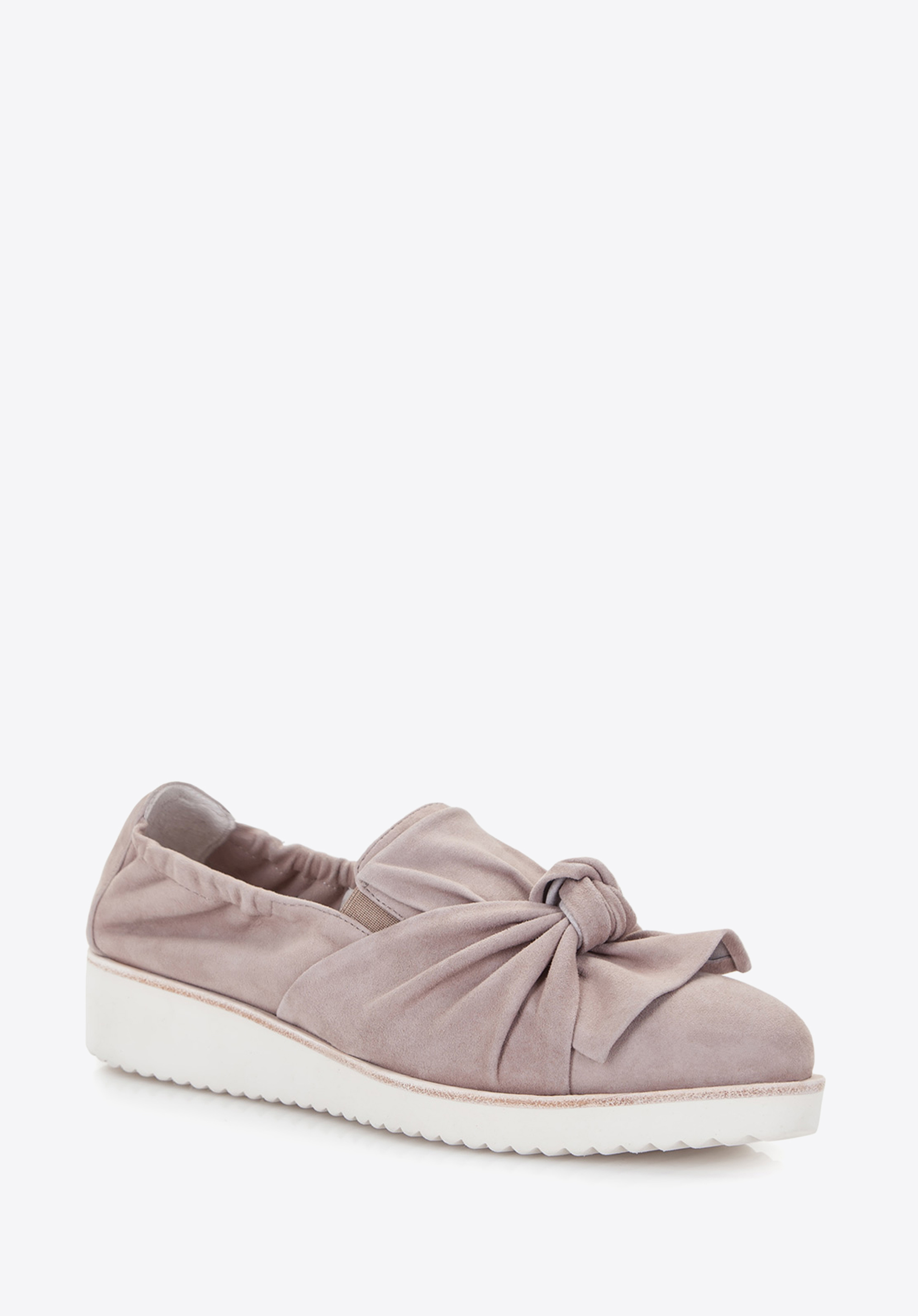 Damskie półbuty zamszowe z węzłem