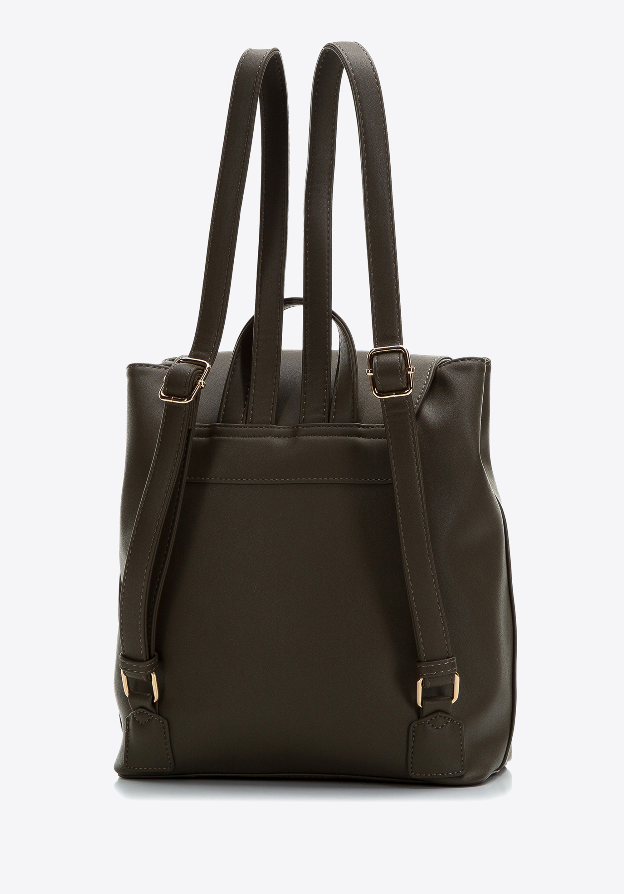 Damski plecak z ekoskóry z pionowymi kieszeniami