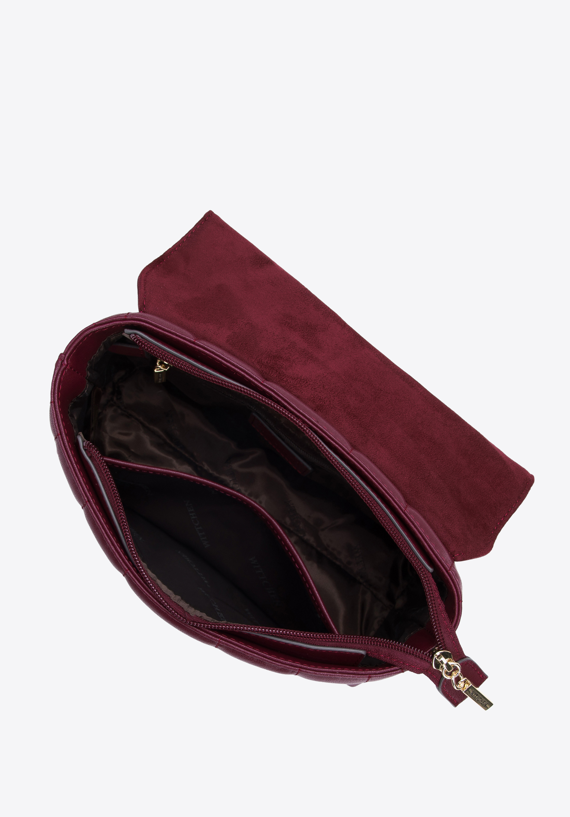 Torebka kuferek skórzana z podłużnym pikowaniem