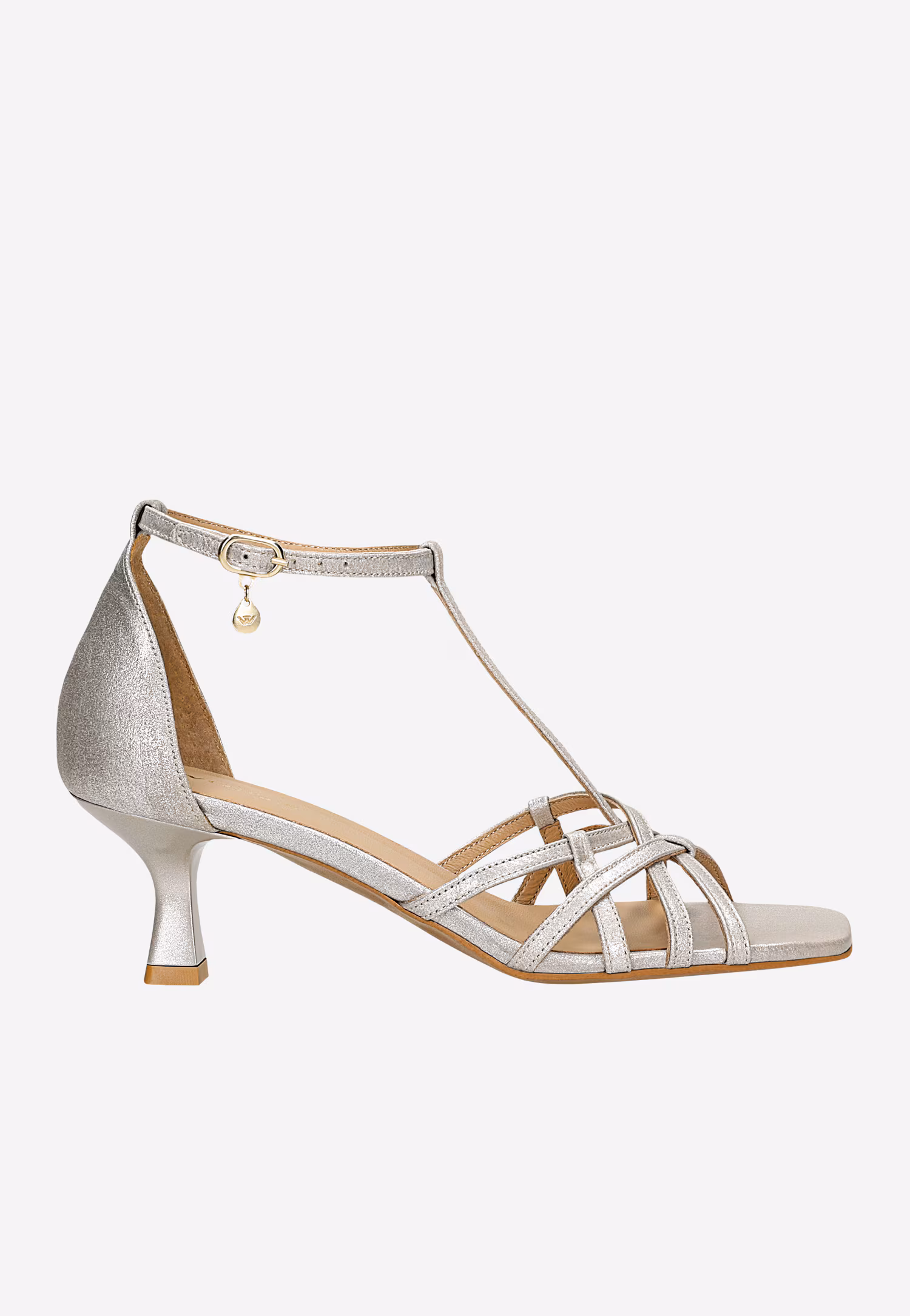 Srebrne sandały na niskim obcasie