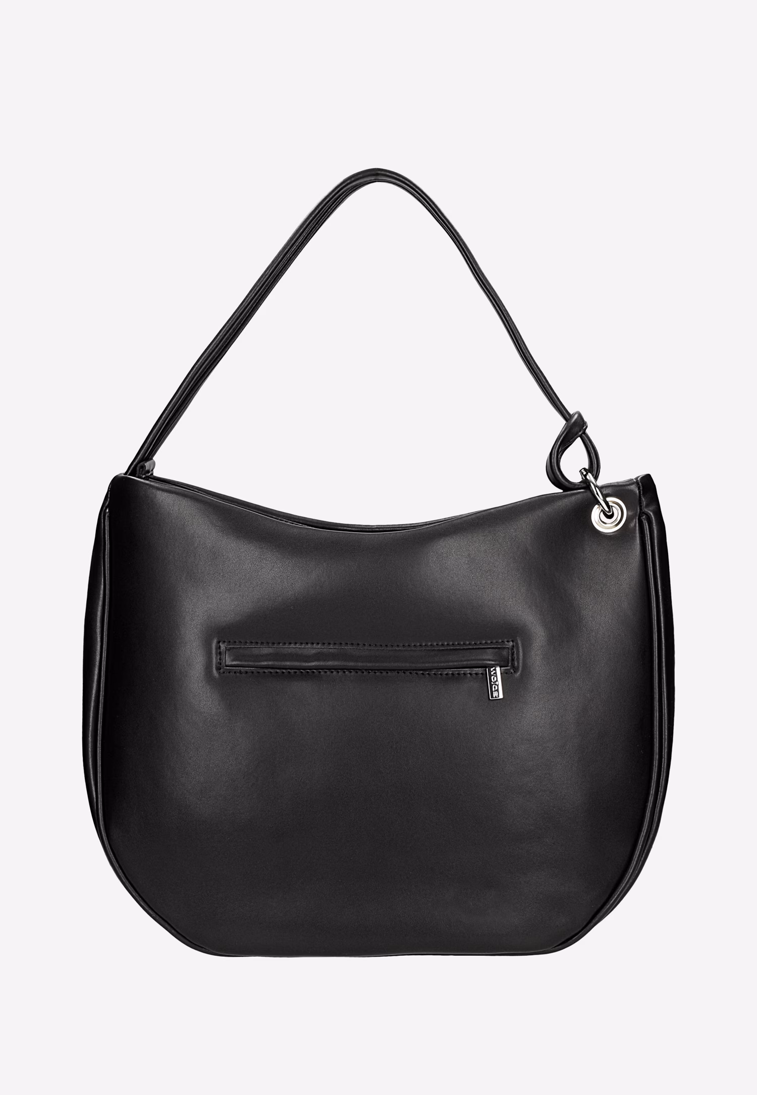 Czarna skórzana torebka damska z breloczkiem