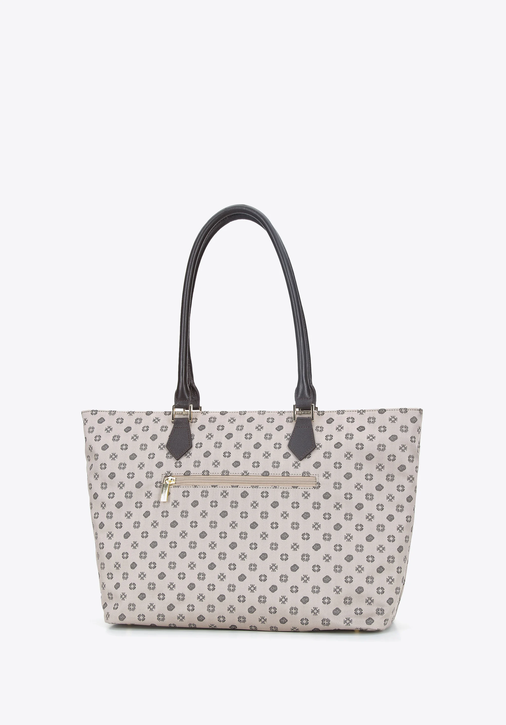 Torebka shopperka z żakardu z opaskami ze skóry