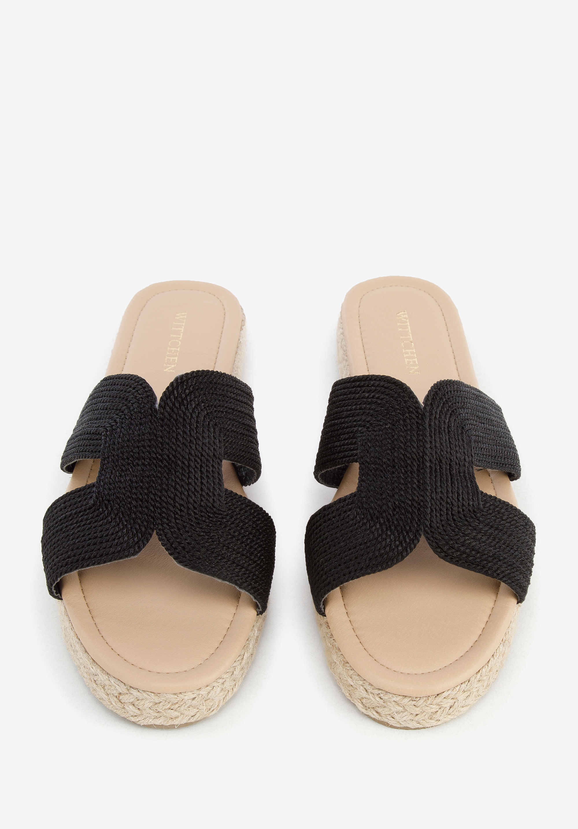 Damskie klapki na słomkowej podeszwie