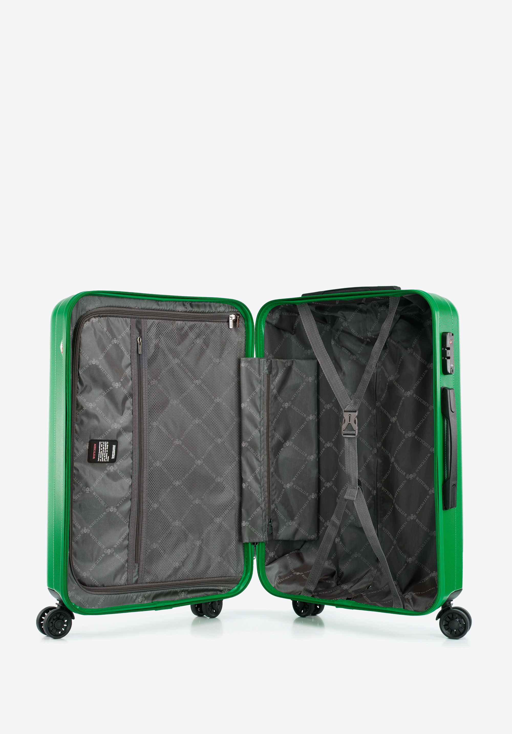 Walizka kabinowa z polikarbonu z pionowymi tłoczeniami