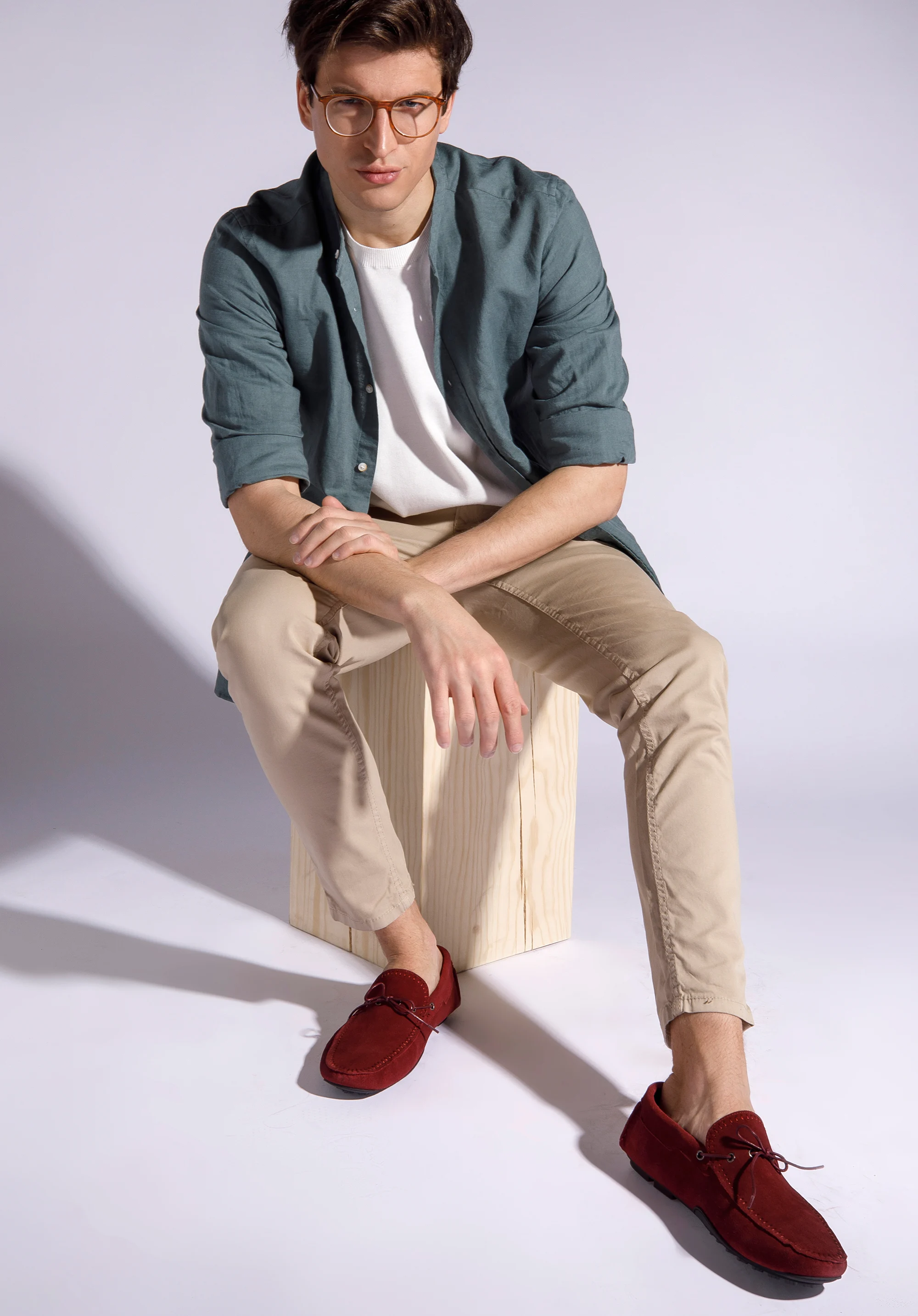 Męskie mokasyny samochodowe ze skóry zamszowej