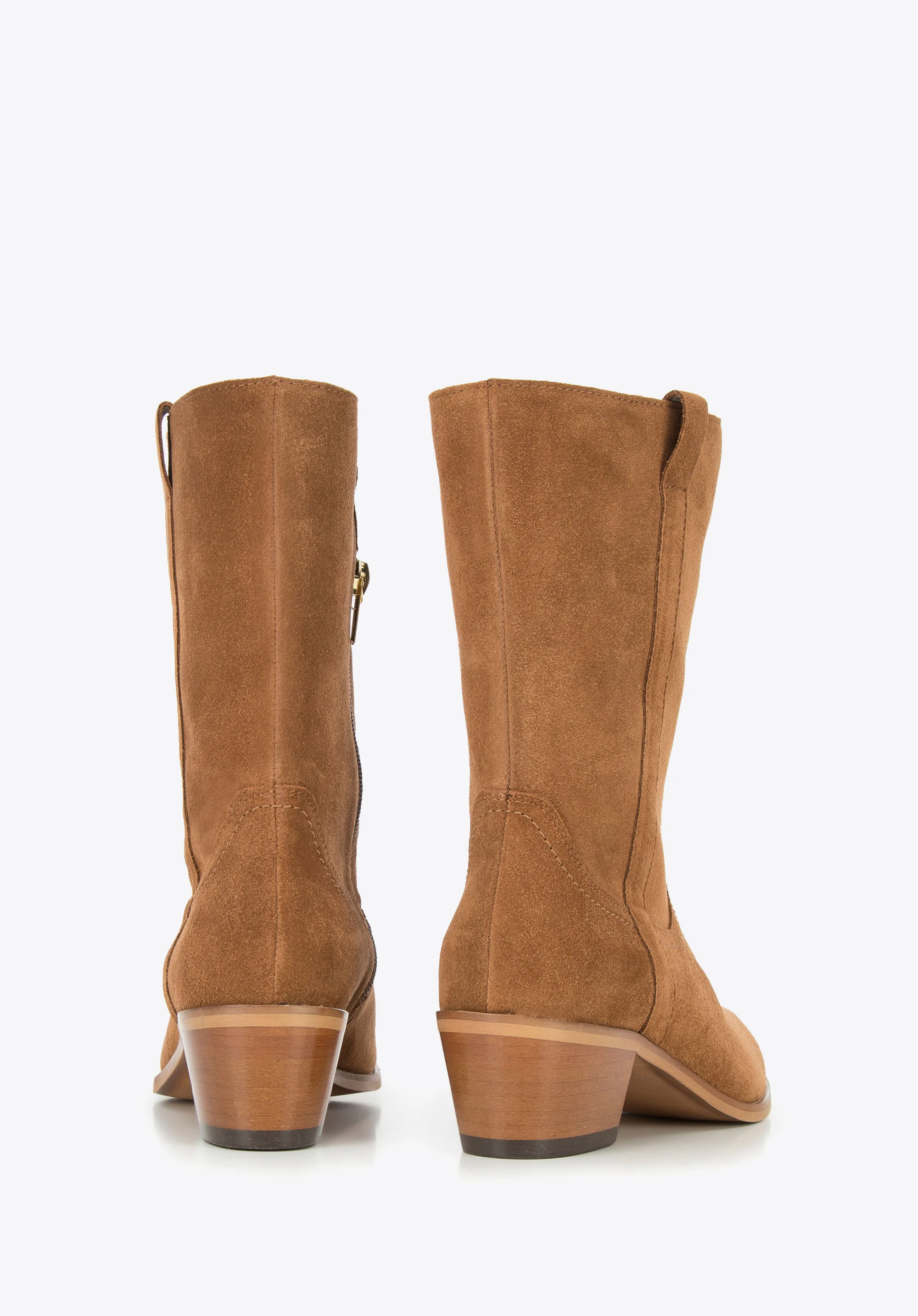 Kowbojki zamszowe na słupku proste