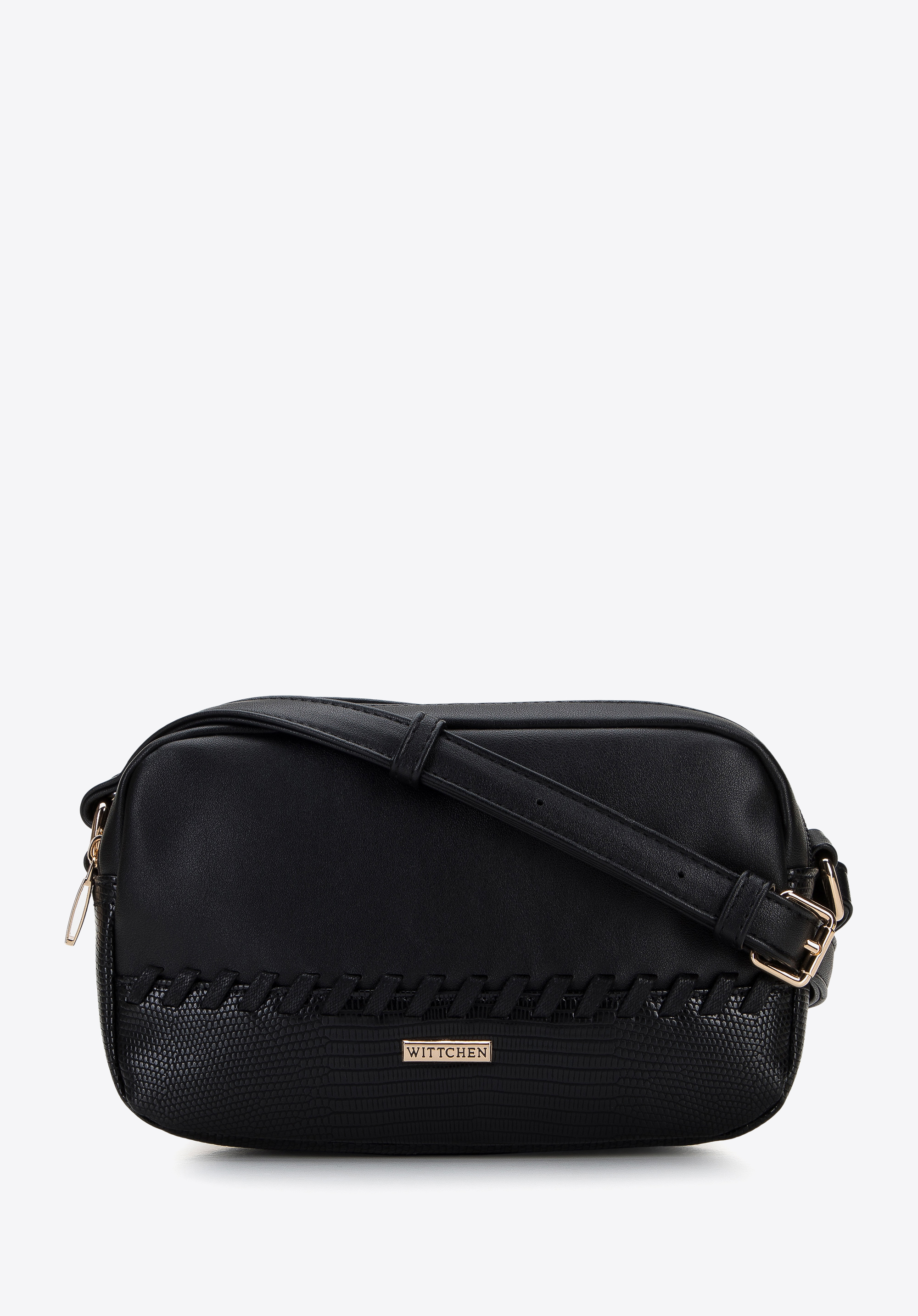 Damska listonoszka z ozdobną wstawką i rzemieniem