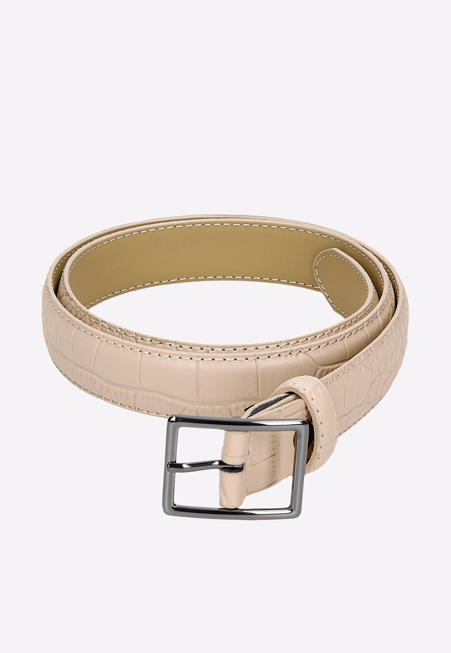 Wąski beżowy pasek z ozdobnym tłoczeniem