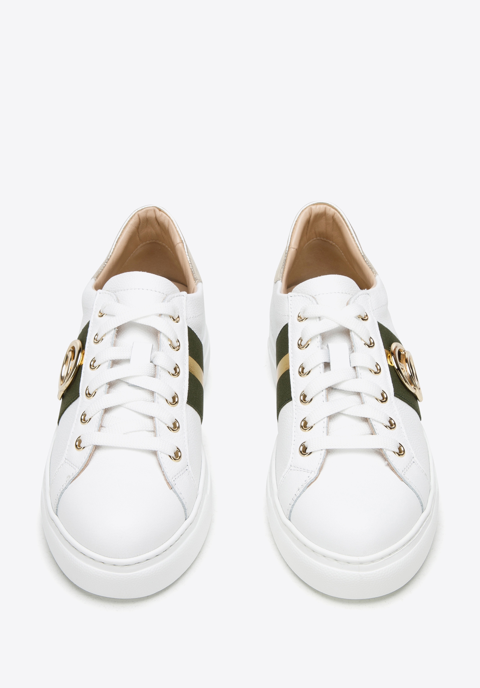 Damskie sneakersy skórzane z klamrami