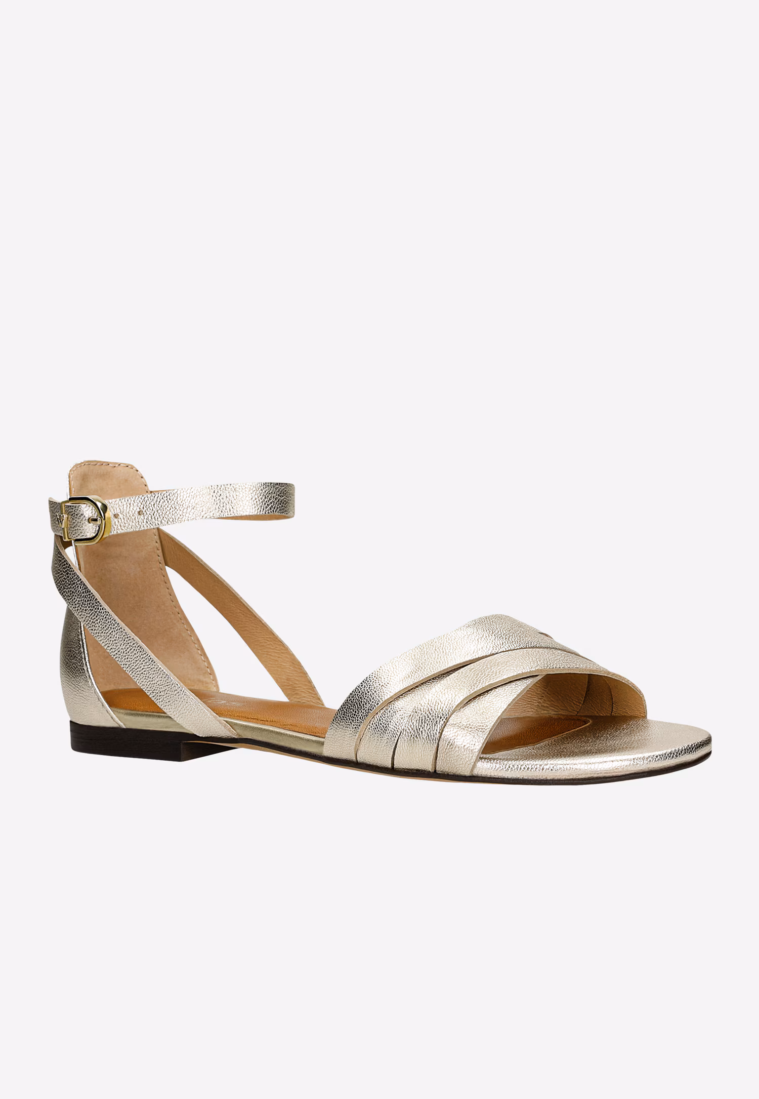 Złote sandały damskie z tłoczonym wzorem