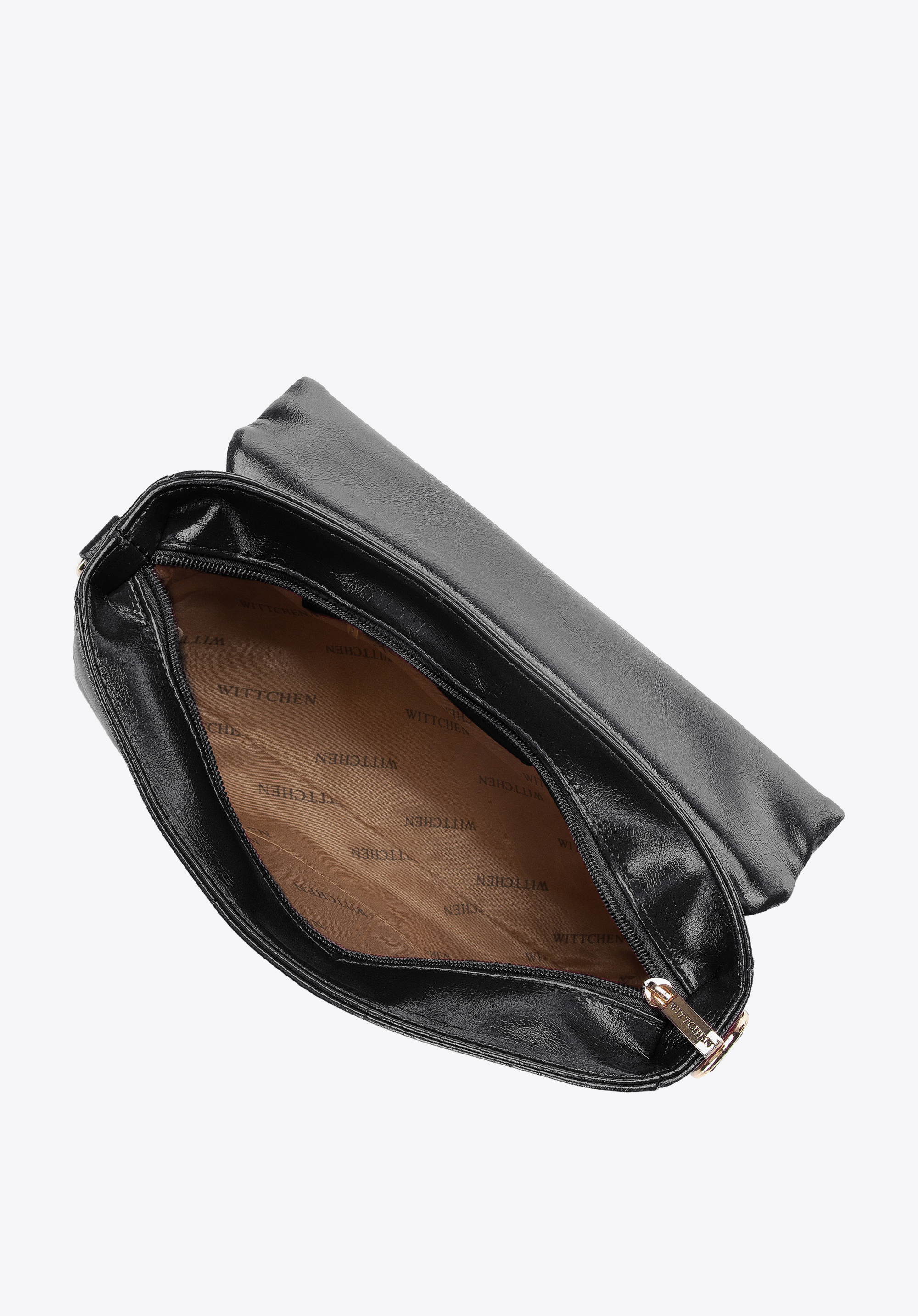 Damska torebka z błyszczącej pikowanej ekoskóry