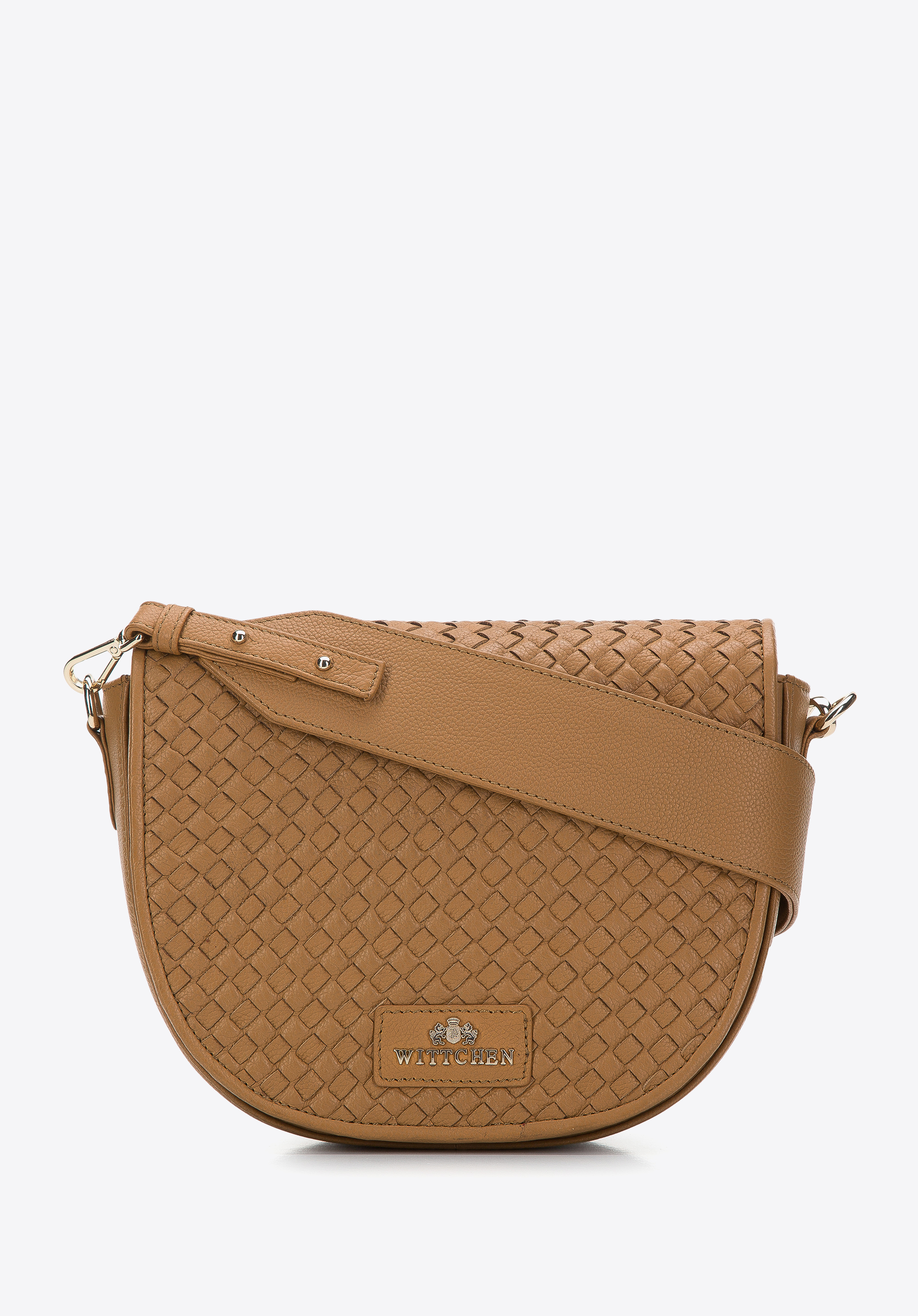 Damska listonoszka skórzana z plecionką na przodzie