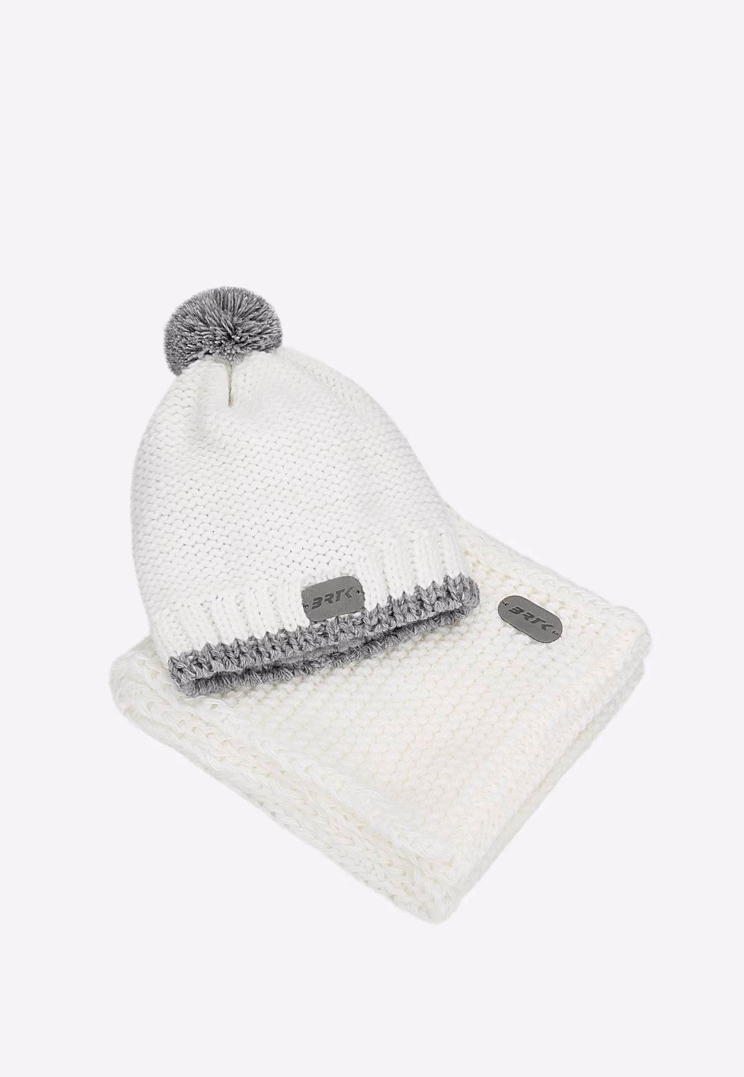 Popielaty zestaw dziecięcy BARTEK czapka z odblaskowym pomponem + komin 8560580