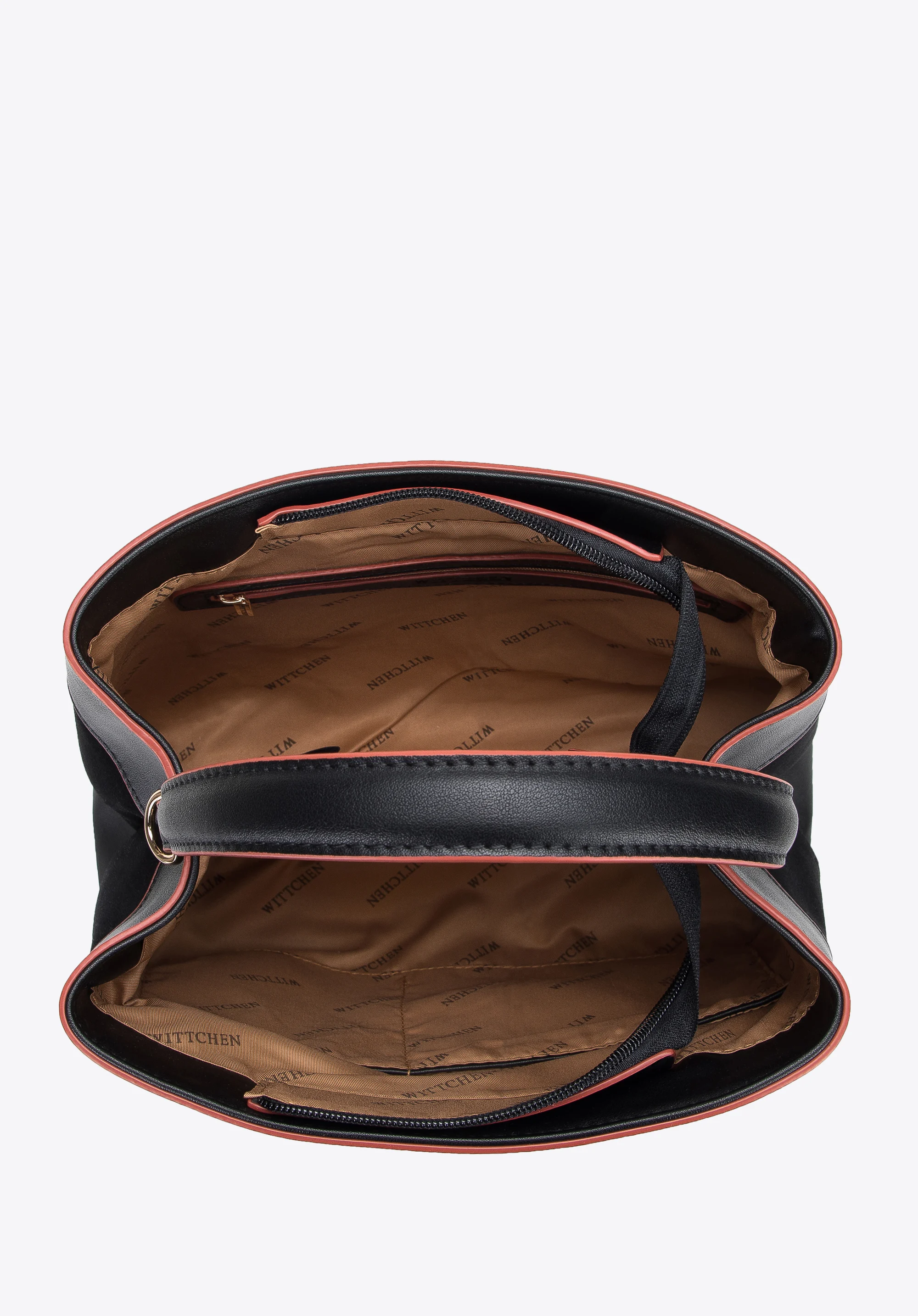 Torebka kuferek z łączonych materiałów