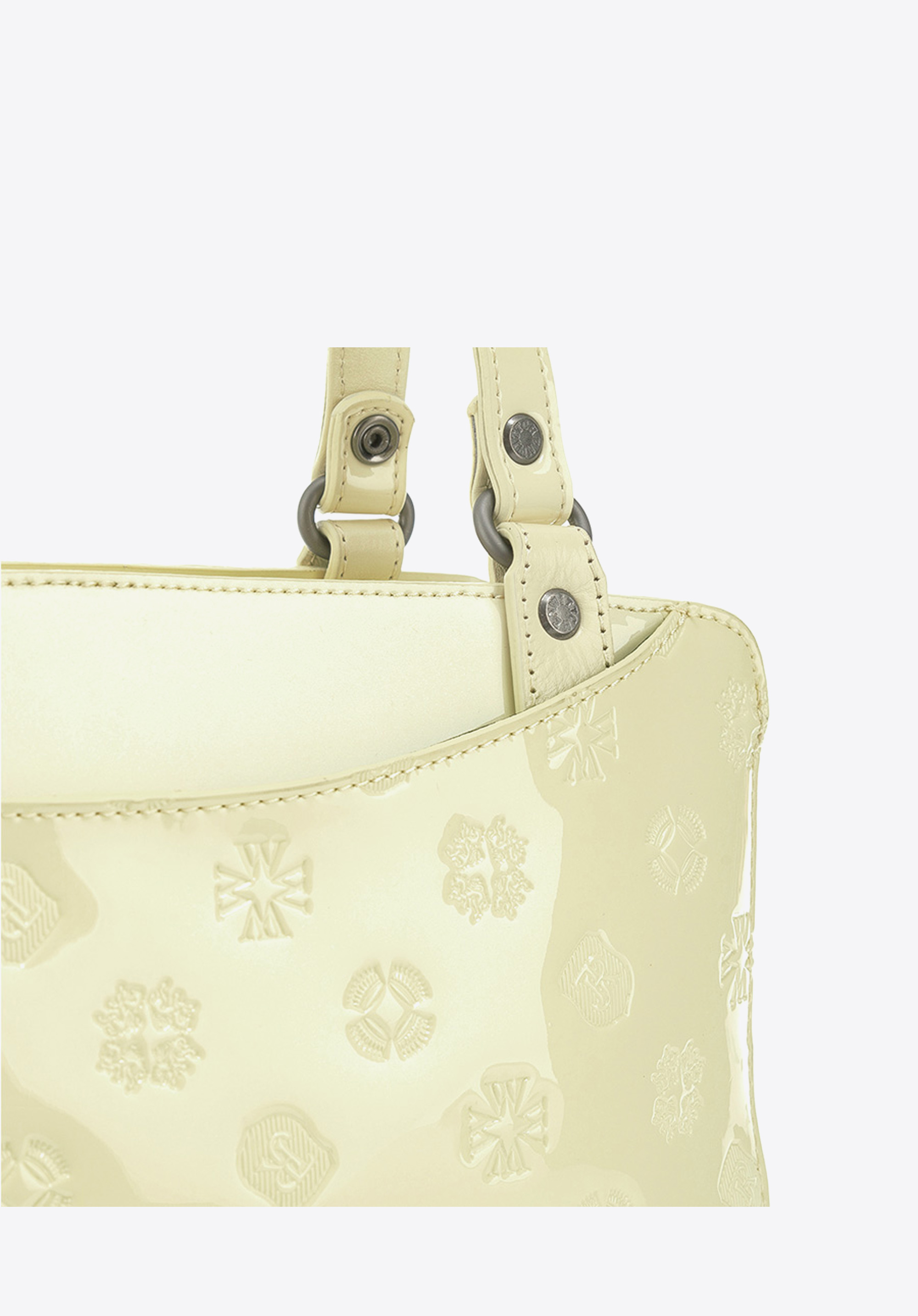 Torebka shopperka skórzana lakierowana z kieszeniami