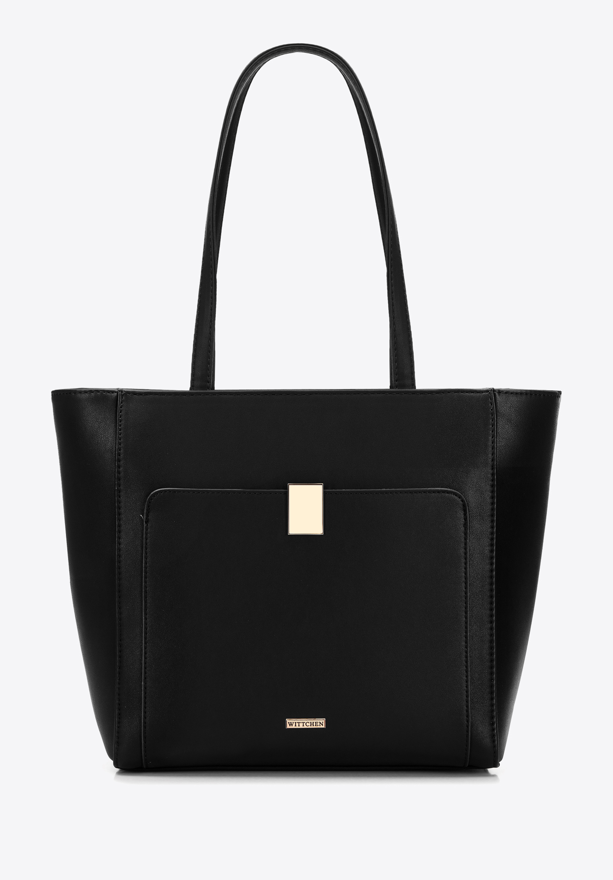 Torebka shopperka z ekoskóry z prostokątną klamrą