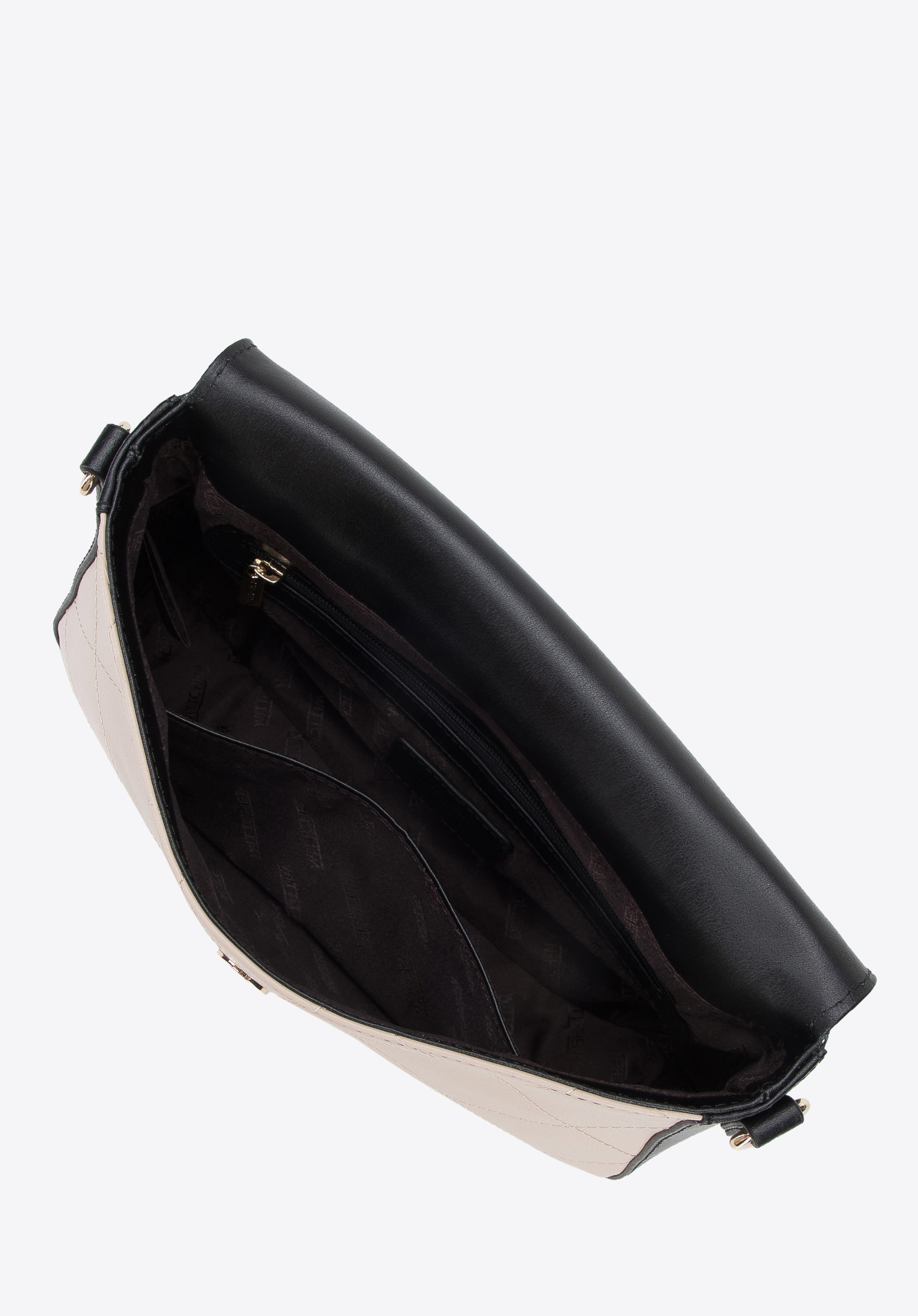 Damska listonoszka skórzana z przeszyciami dwukolorowa