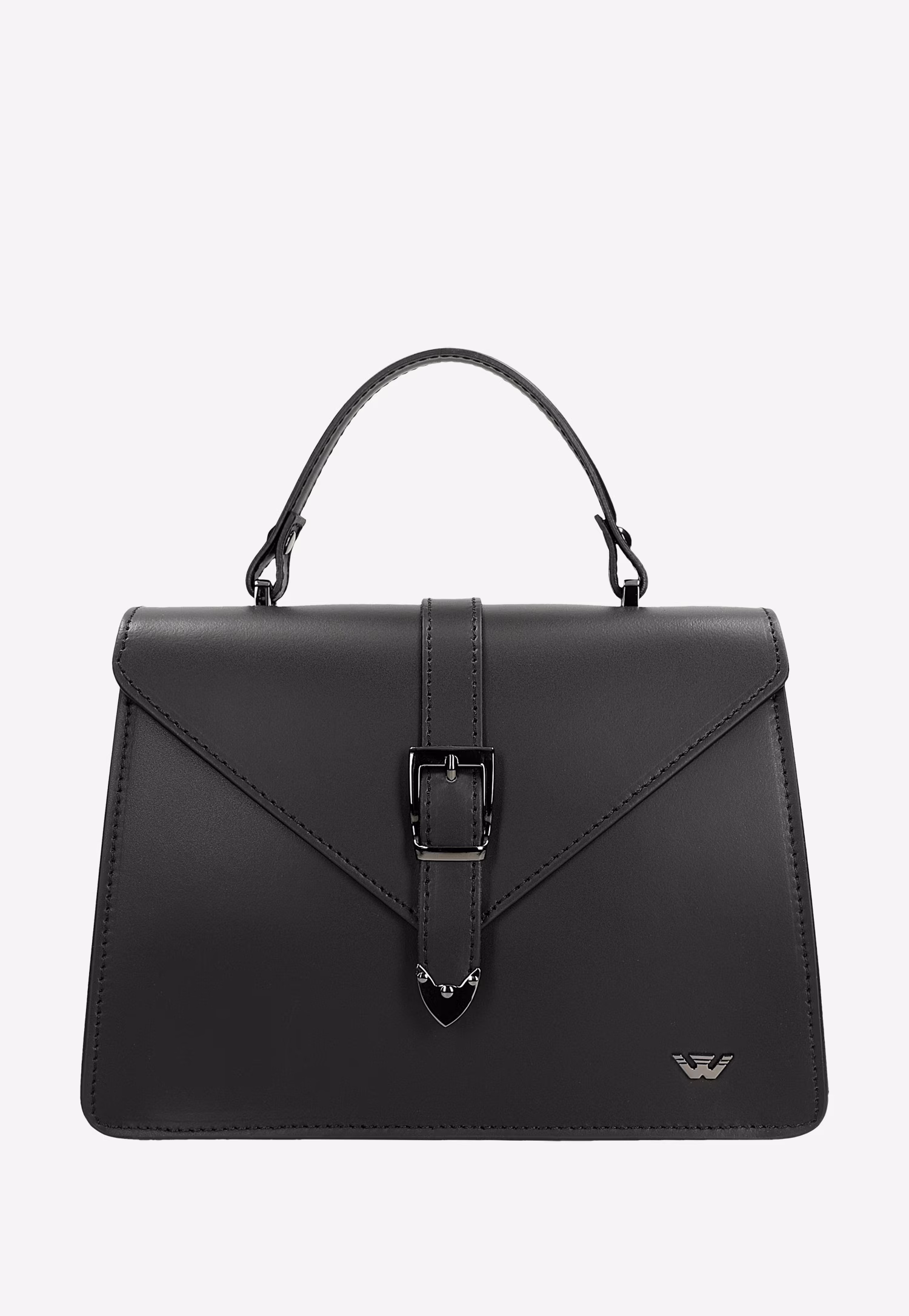 Czarna skórzana torebka damska typu kuferek