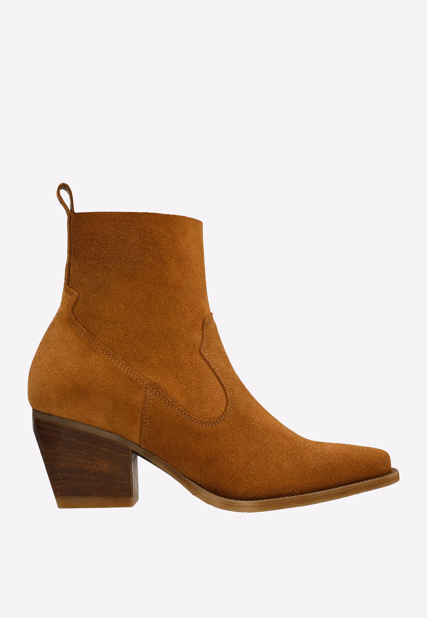 Brązowe kowbojki damskie z ciekawymi przeszyciami