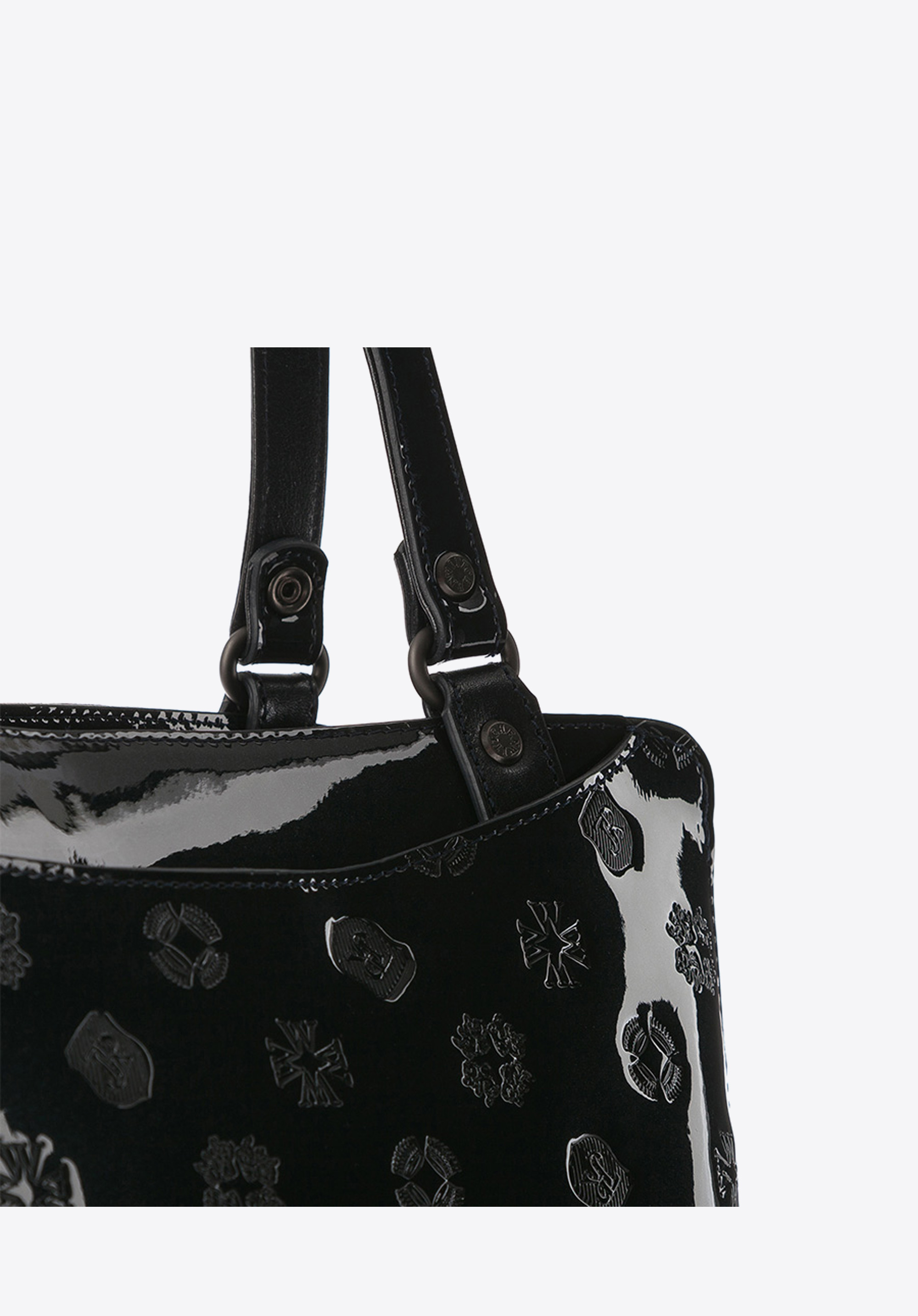 Torebka shopperka skórzana lakierowana z kieszeniami