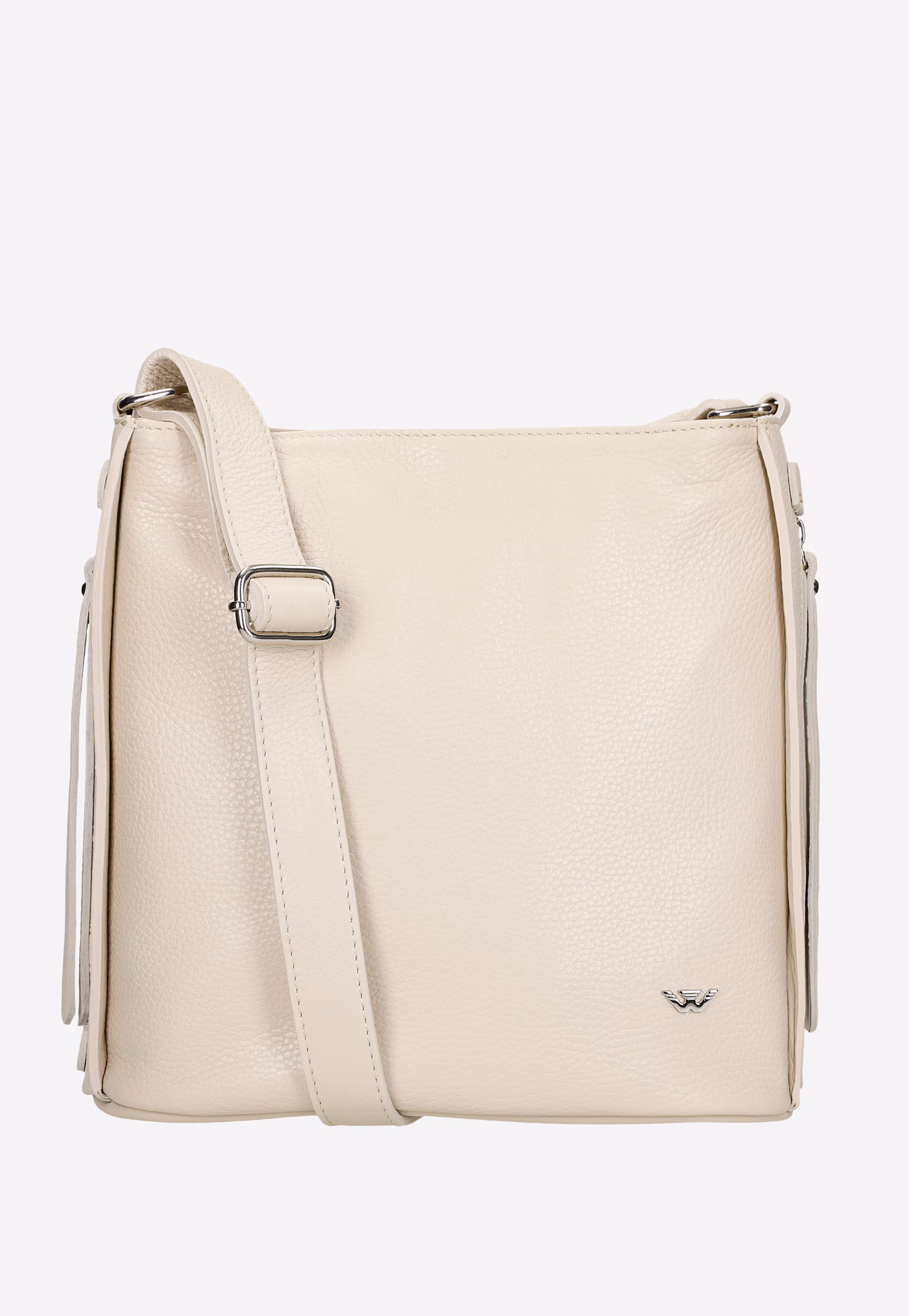 Beżowa skórzana torebka damska crossbody
