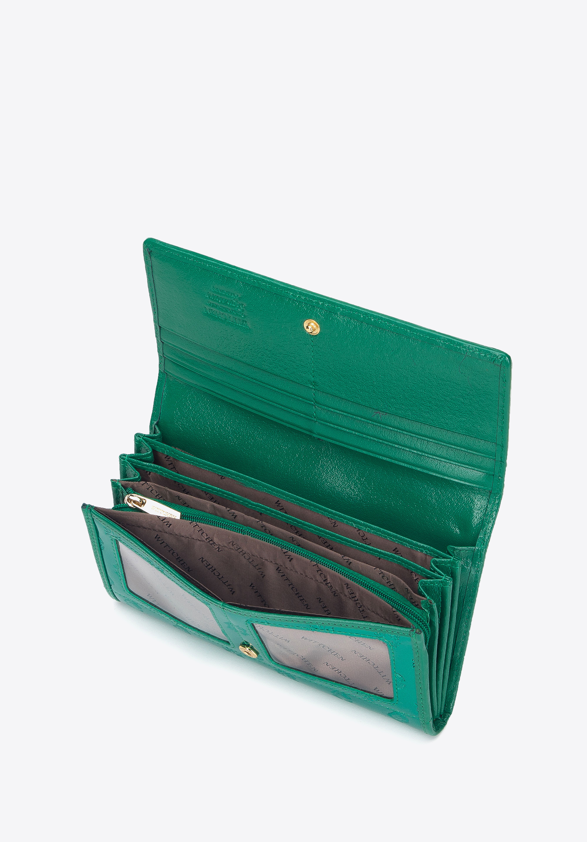 Damski portfel skórzany lakierowany z monogramem