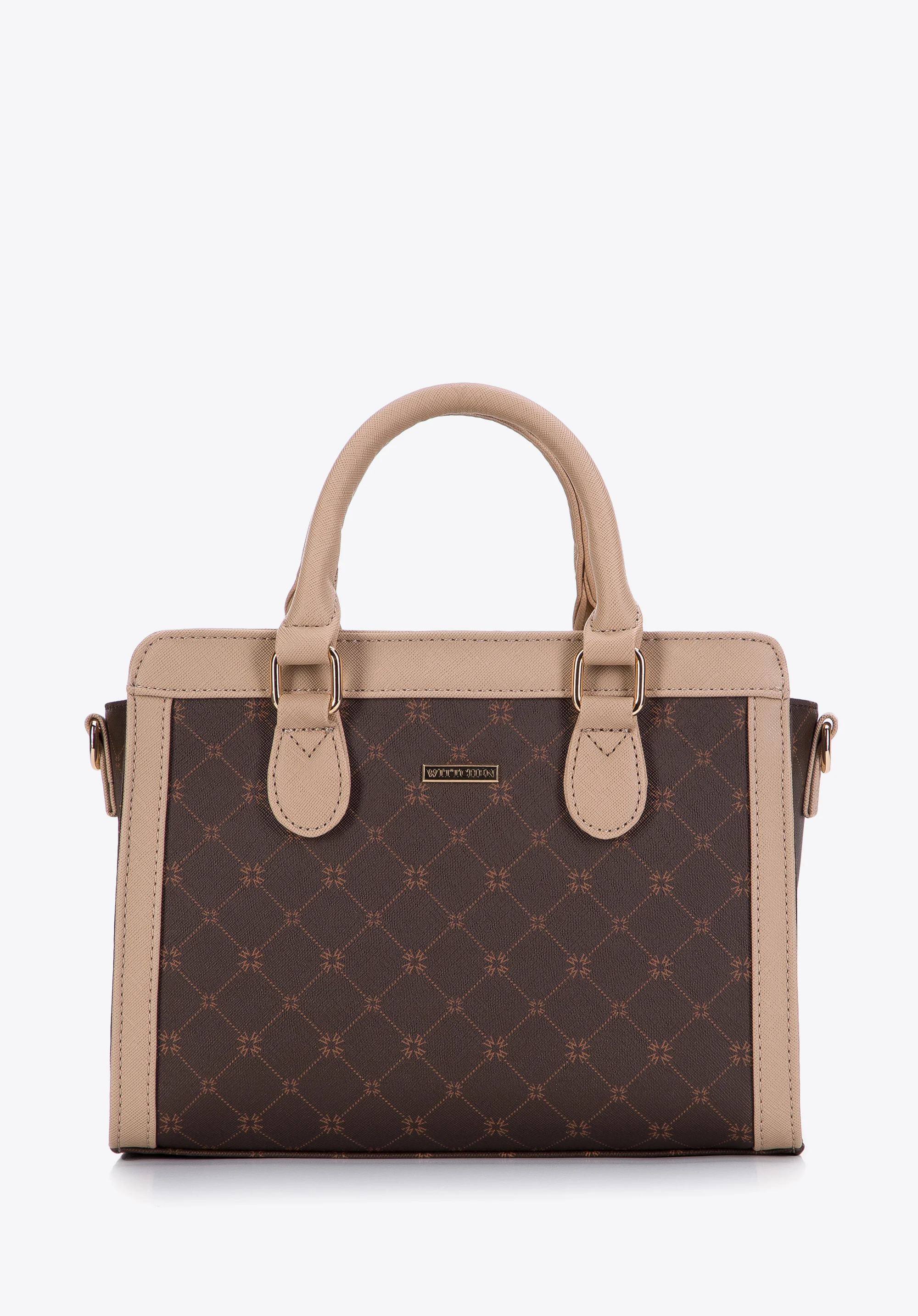 Torebka kuferek z ekoskóry saffiano w monogram