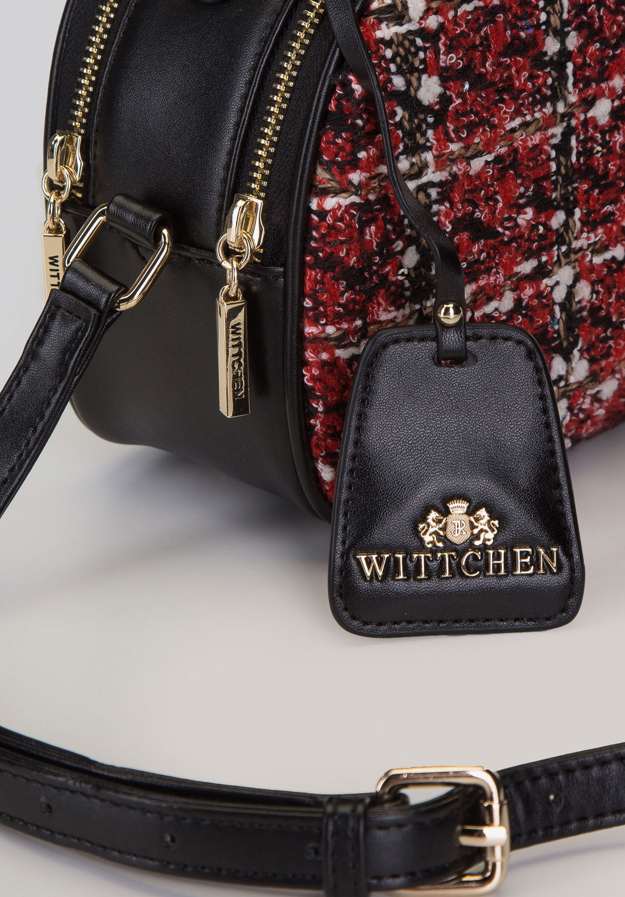 Damska listonoszka ze skóry z pokryciem bouclé