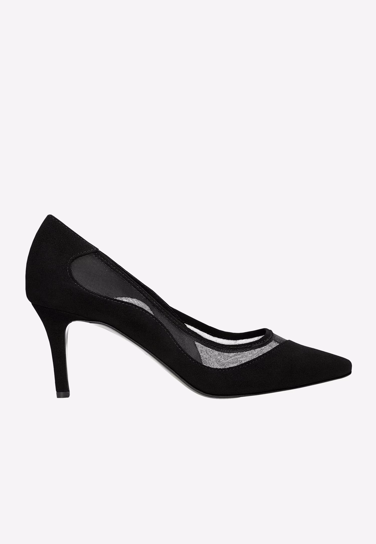 Czarne czółenka z noskiem w szpic z siateczką