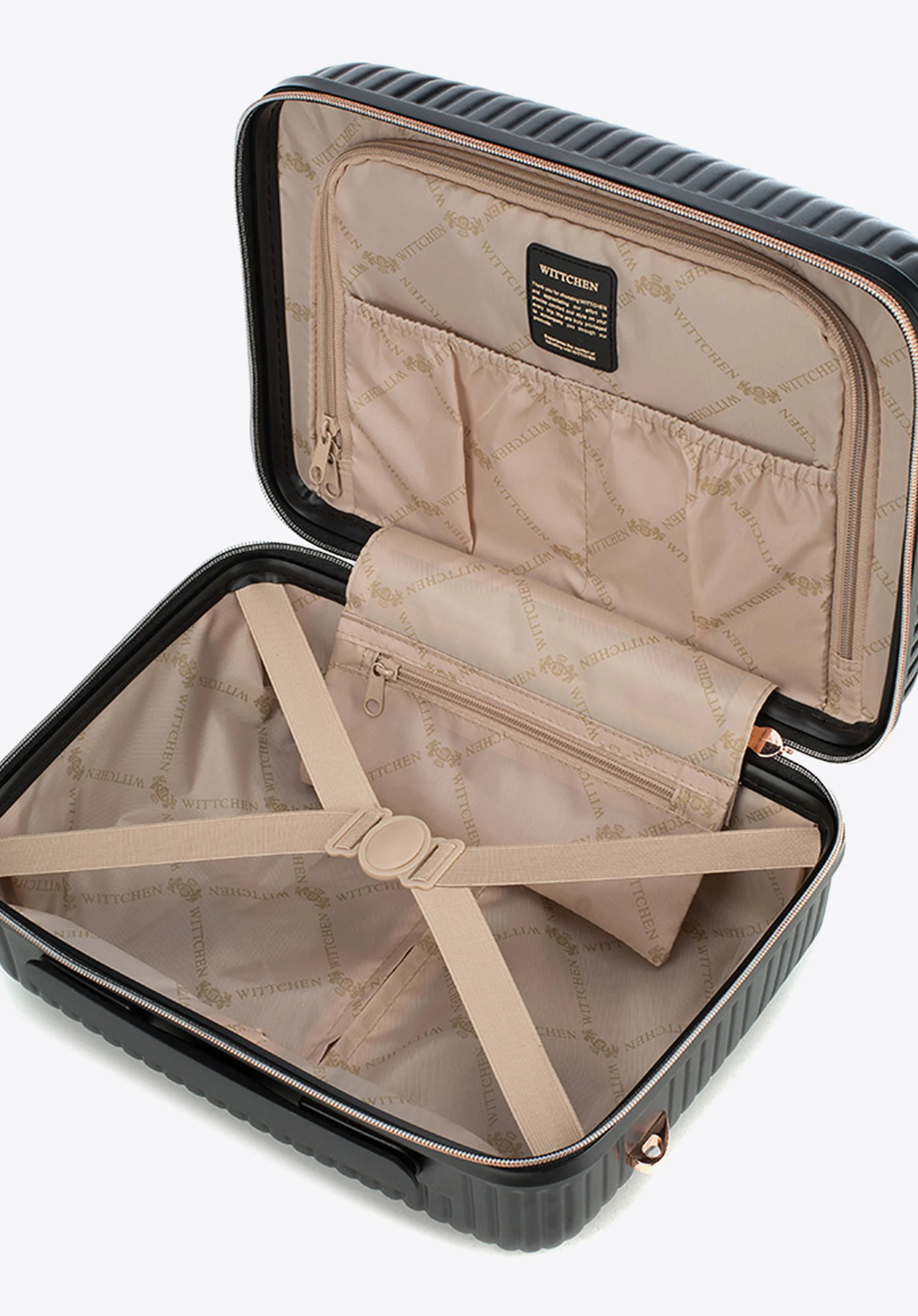 Walizka kabinowa z polikarbonu w paseczki