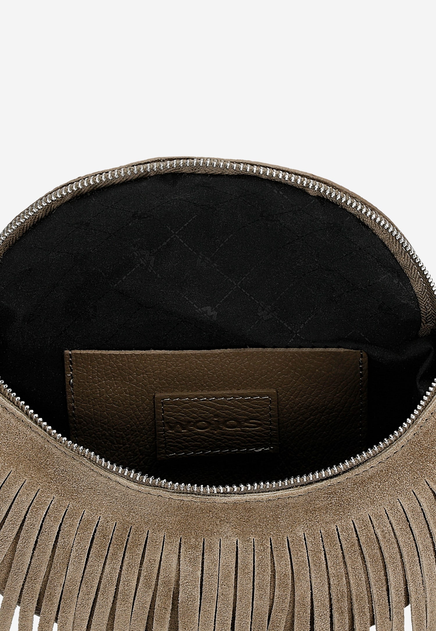 Brązowa nerka damska z frędzlami