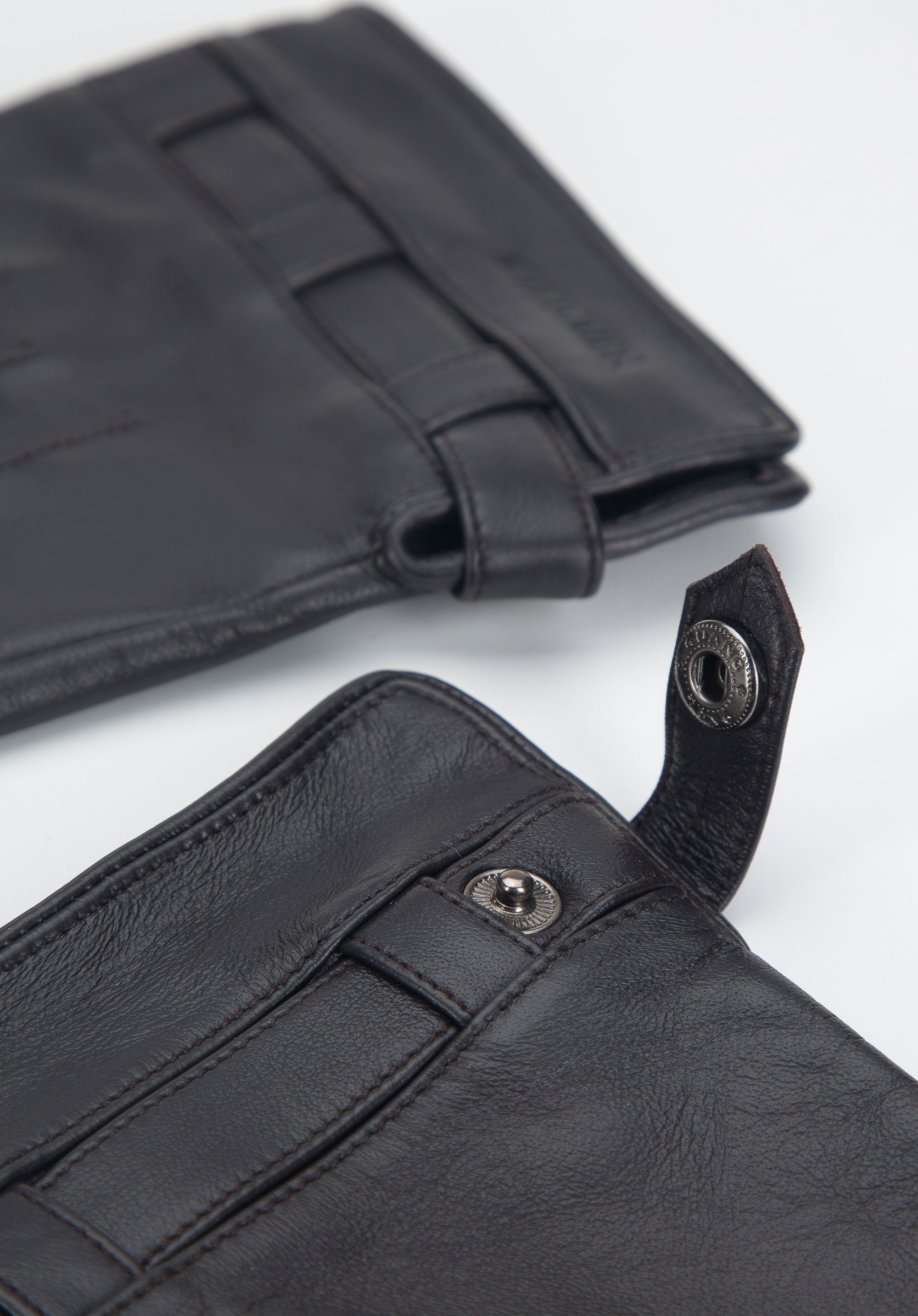 Męskie rękawiczki skórzane z paskiem na zatrzask