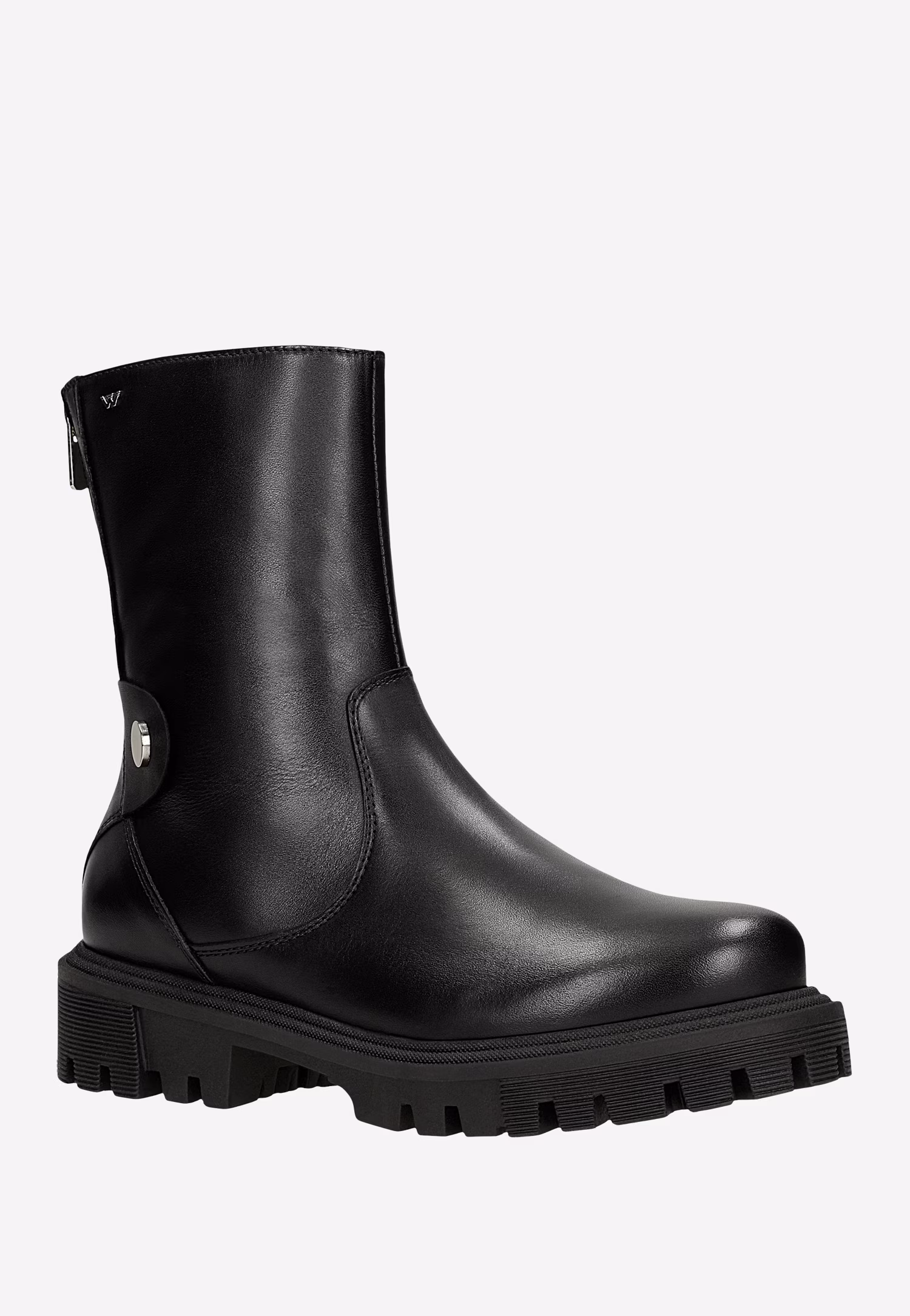 Czarne botki damskie ze skóry licowej