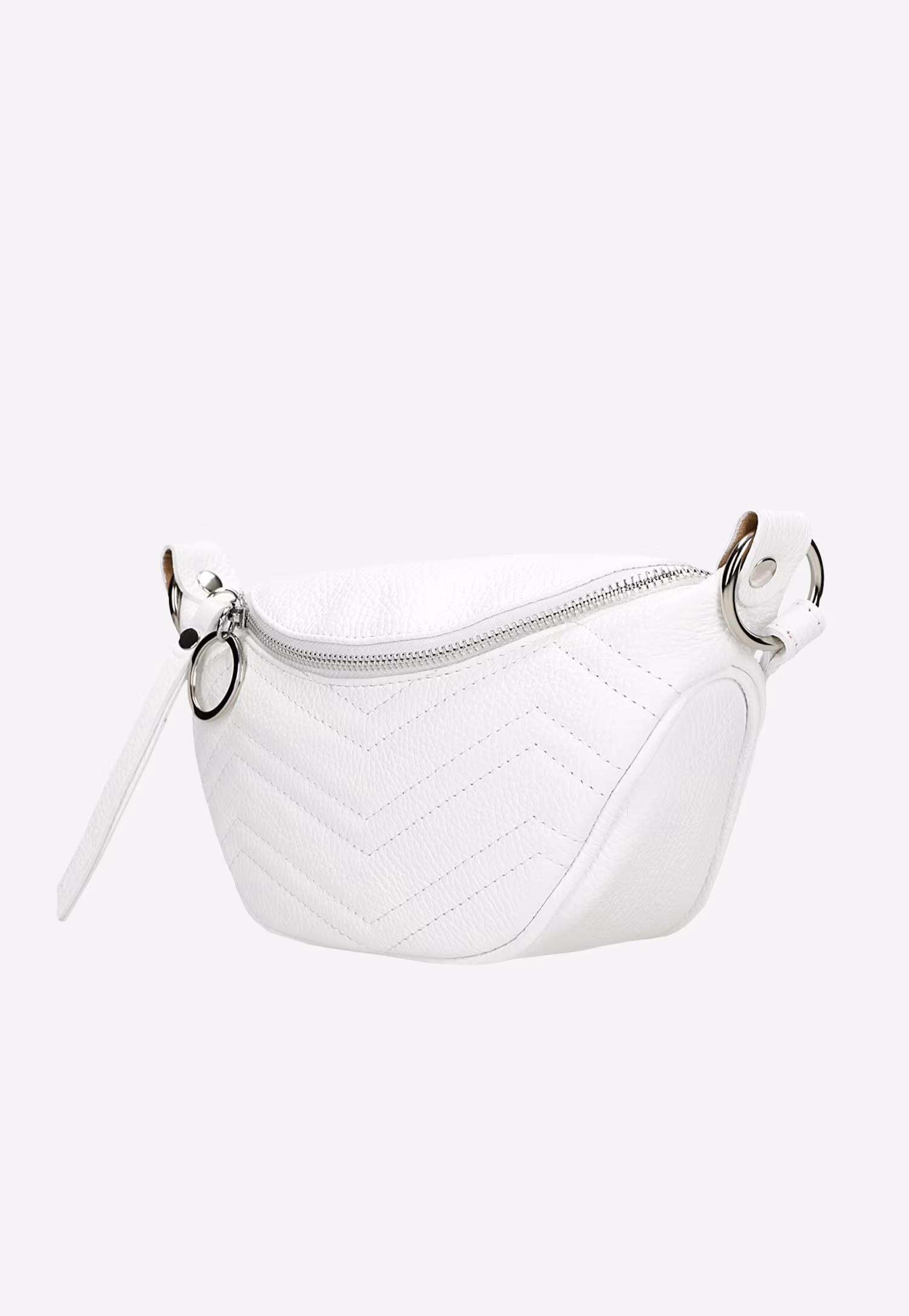 Biała saszetka damska z ozdobnym pikowaniem