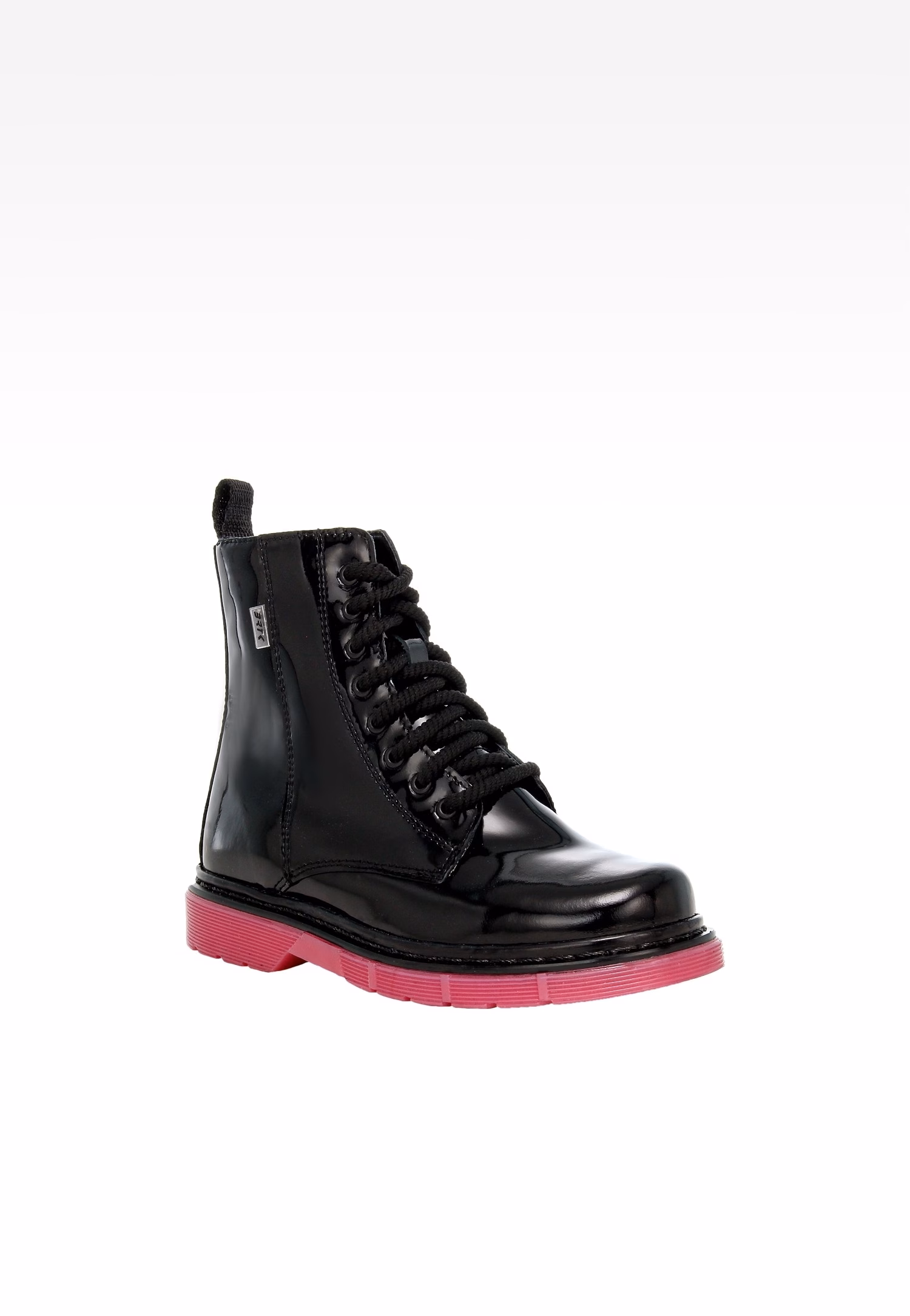 Czarne dziewczęce trzewiki BARTEK z różową podeszwą 1429301