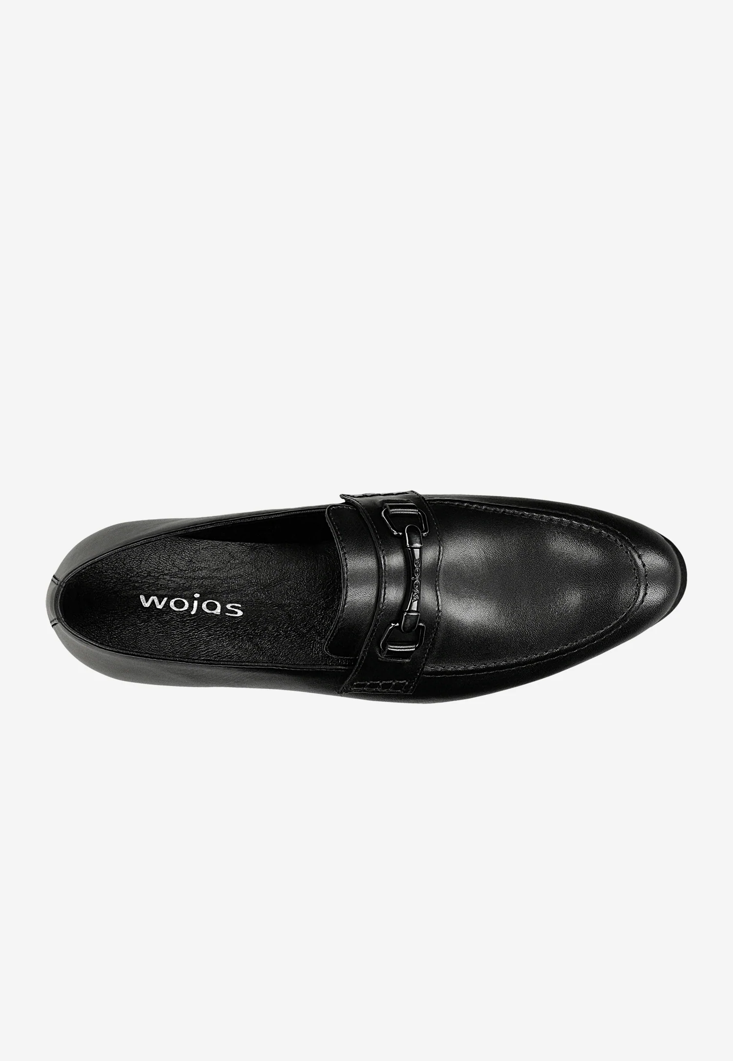 Czarne skórzane mokasyny męskie z metalową ozdobą