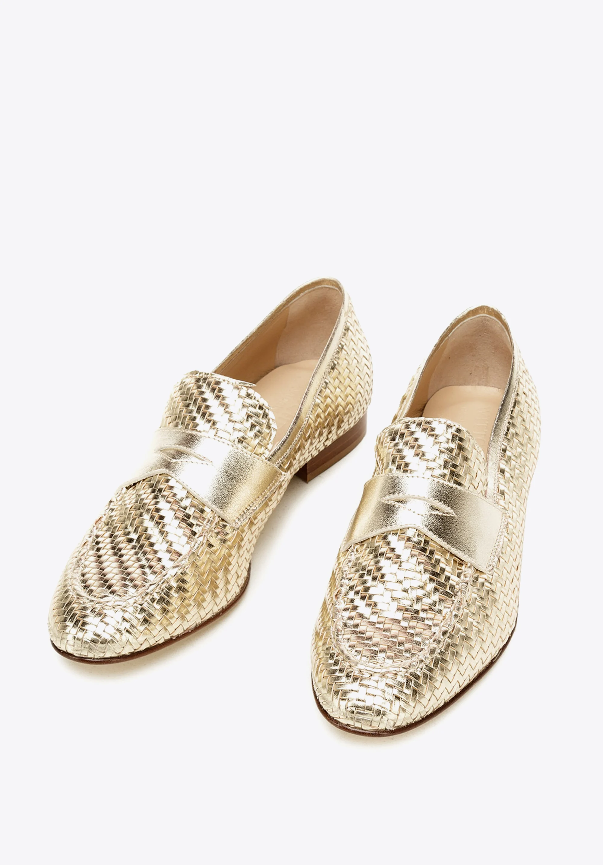 Damskie mokasyny pensówki z plecionej ekoskóry