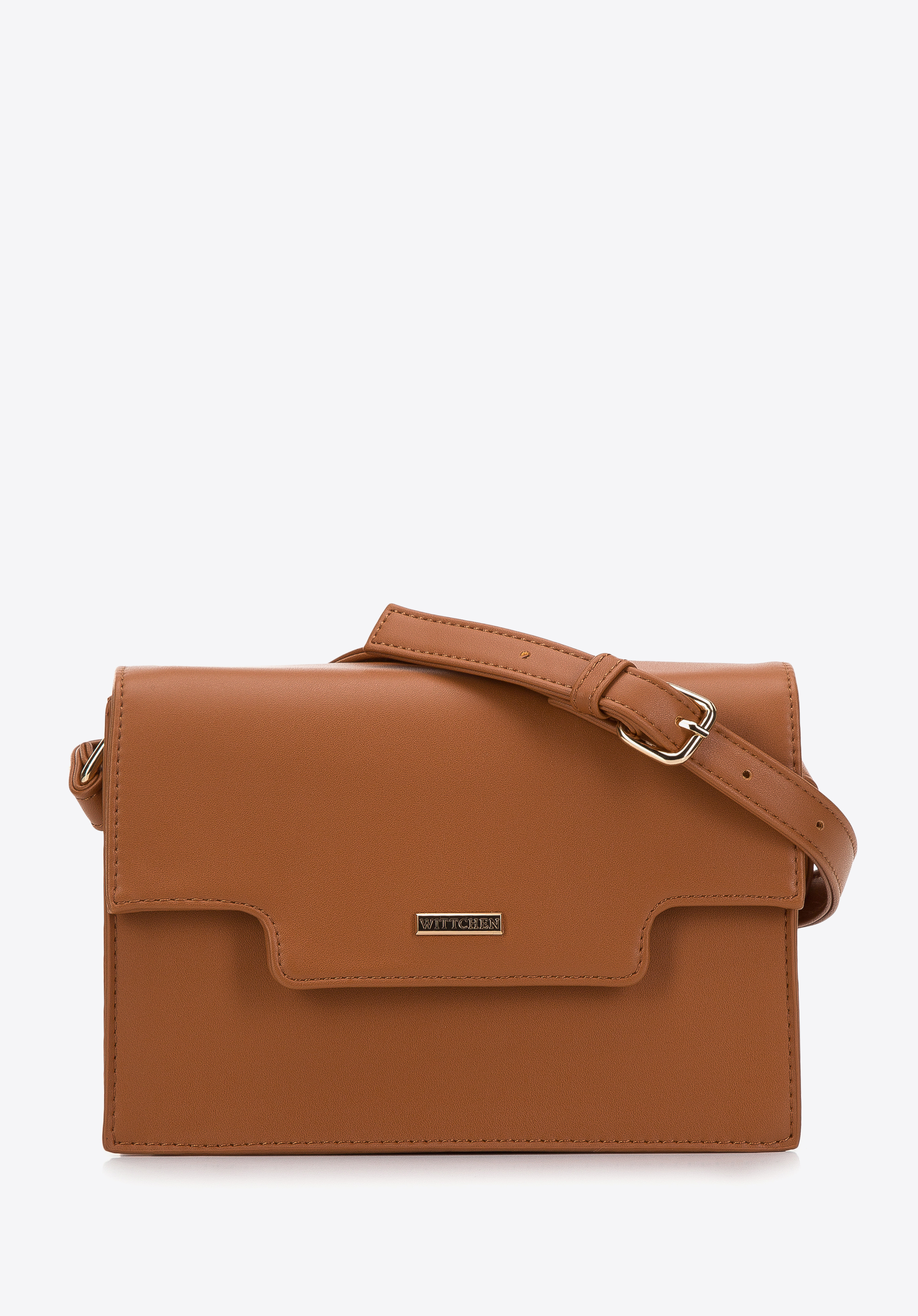 Damska listonoszka z ekoskóry z wyciętą klapą