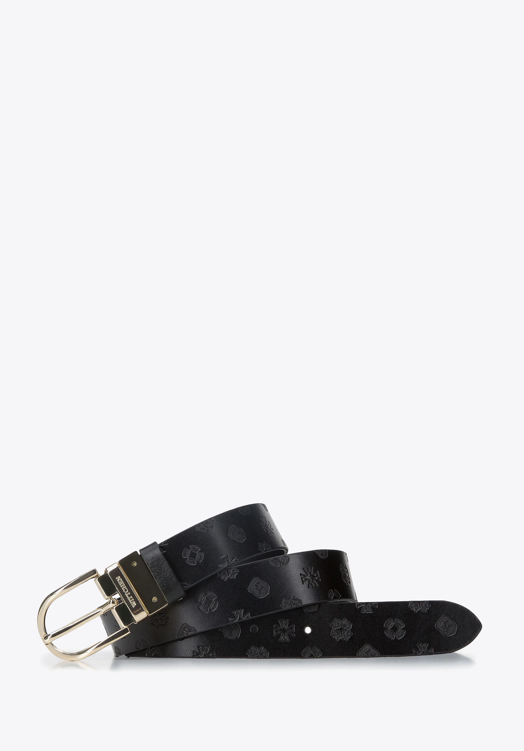 Damski pasek skórzany dwustronny tłoczony w logo